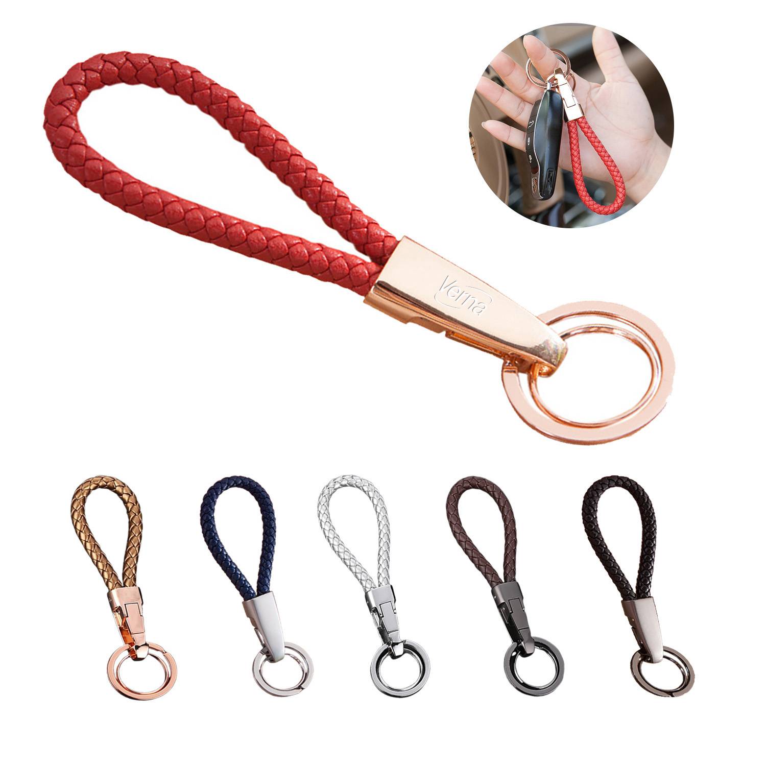 Handmade Braided Microfiber Leather Keychain