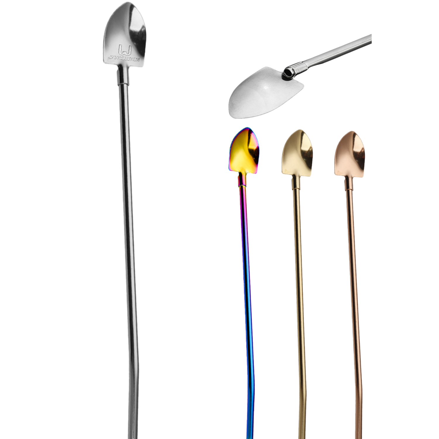 2 in 1 Stainless Steel Shovel Shape Straw Spoons