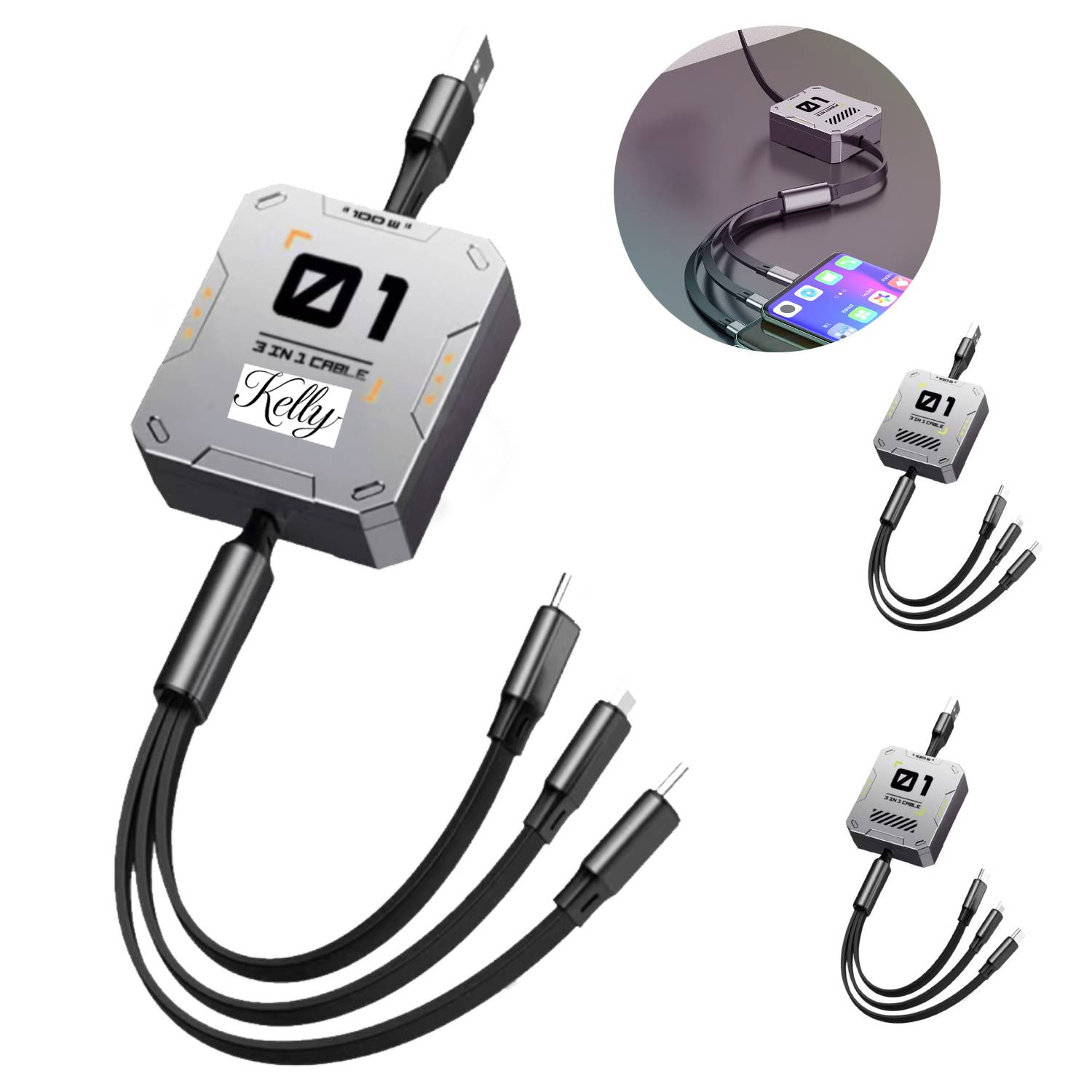 3 in 1 Retractable Fast Charging Cable