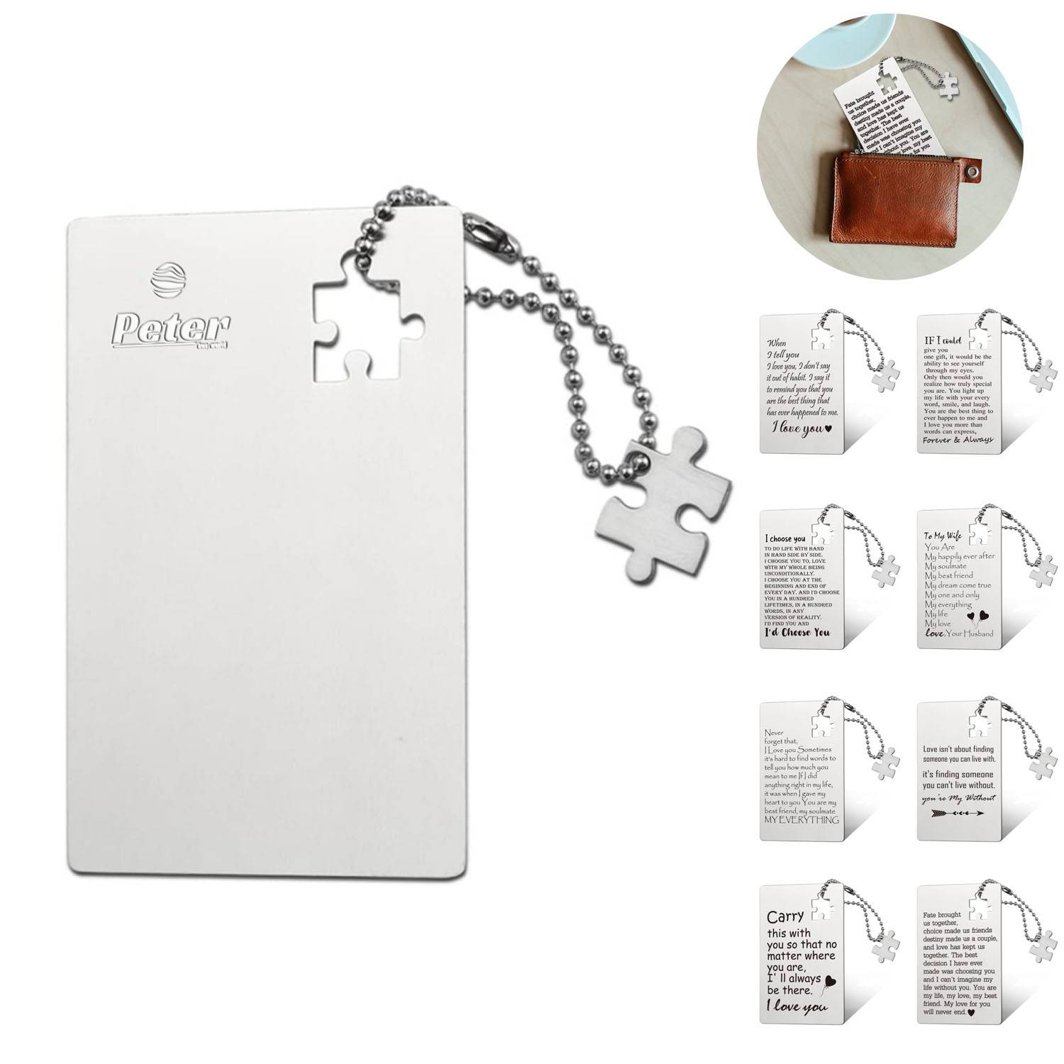 Stainless Steel Engraved Wallet Insert Card