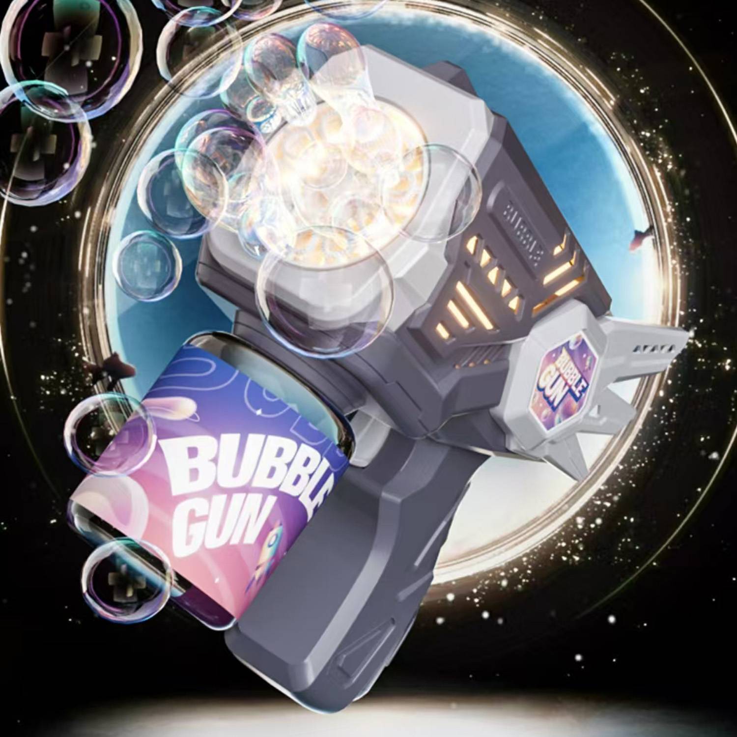 Kids Handheld Plastic Bubble Gun Toy w/ Light - Image 5