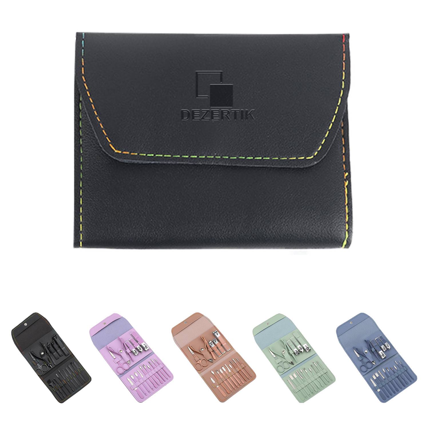 16Pcs Nail Clippers Tool Set With Pu Leather Case