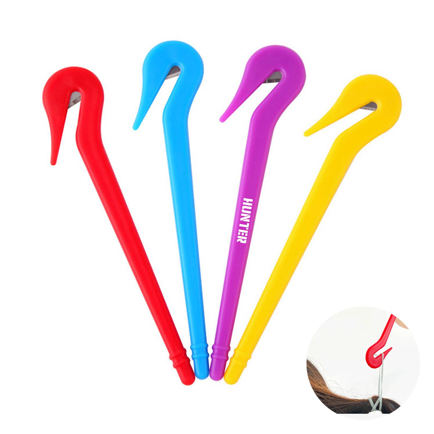 Disposable rubber band hair remover with blade