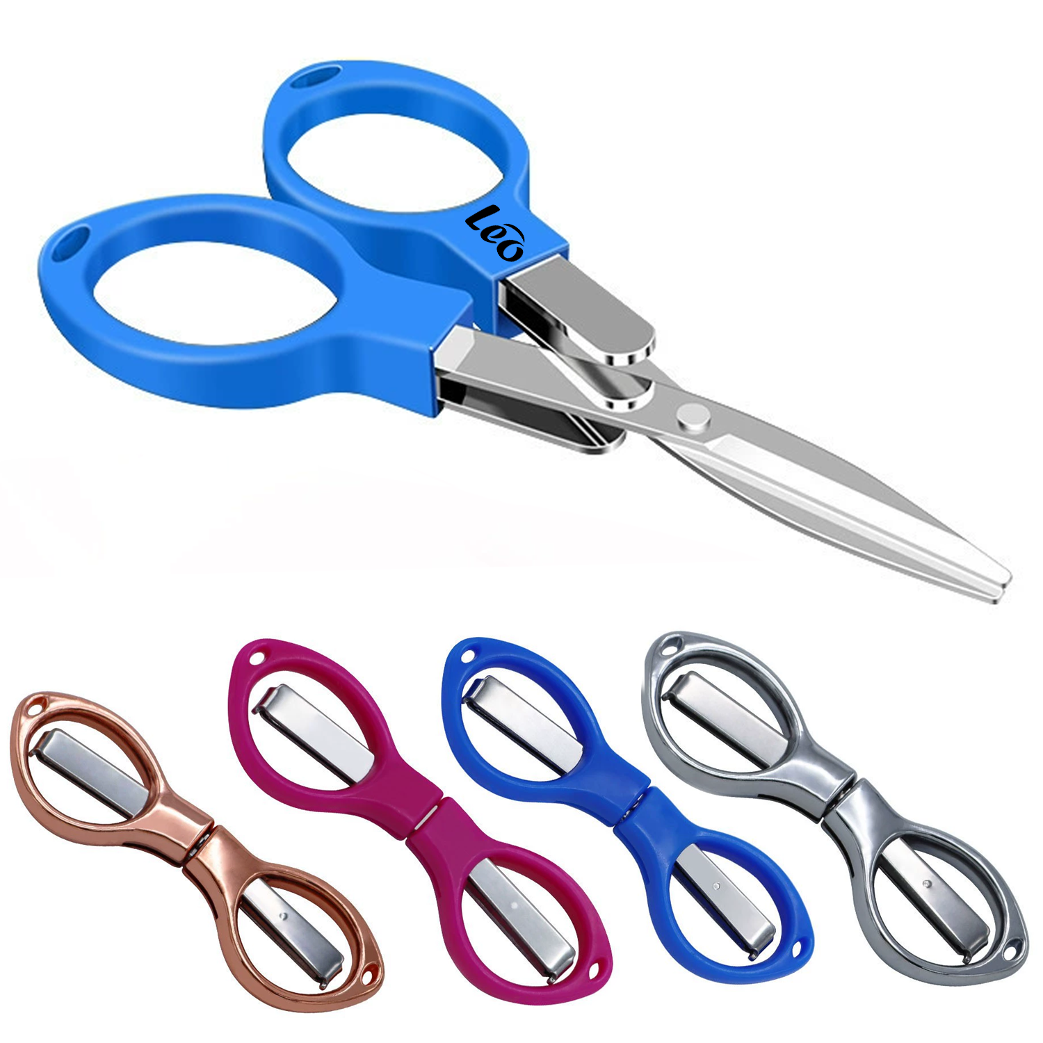 Alloy stretch folding plastic handle scissors