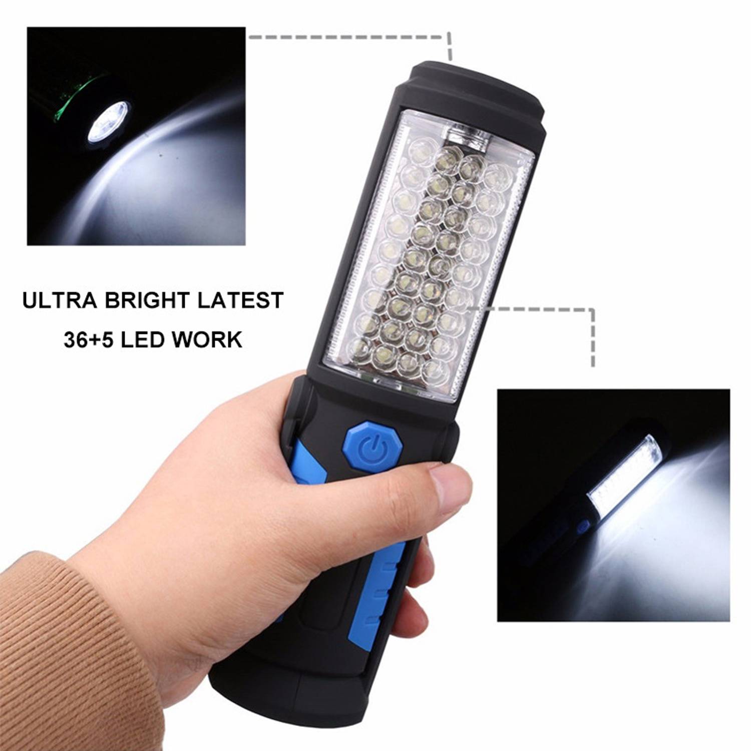 Adjustable Magnetic LED Work Flashlight w/ Hook - Image 6