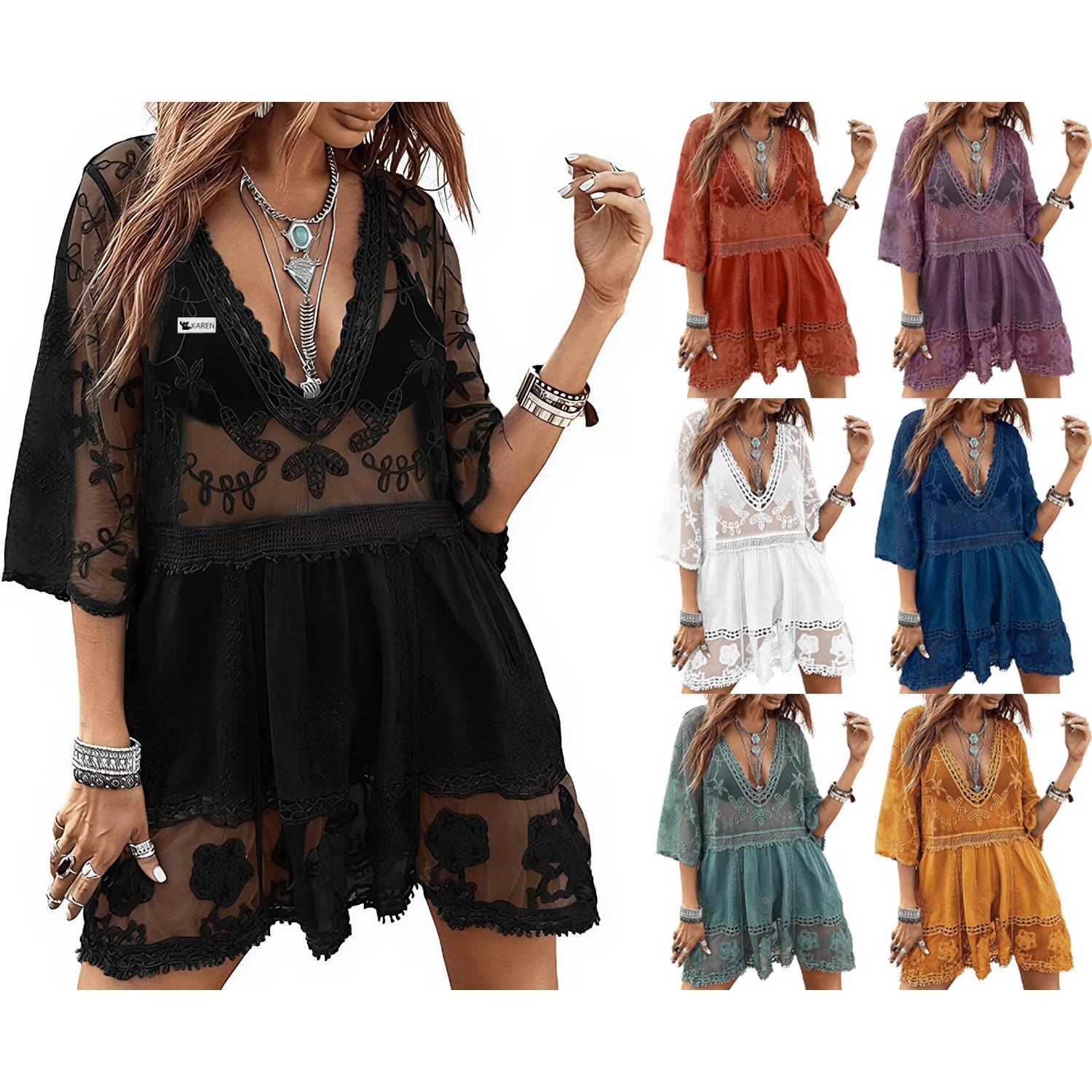 Sheer Lace Beach Bikini Cover Up