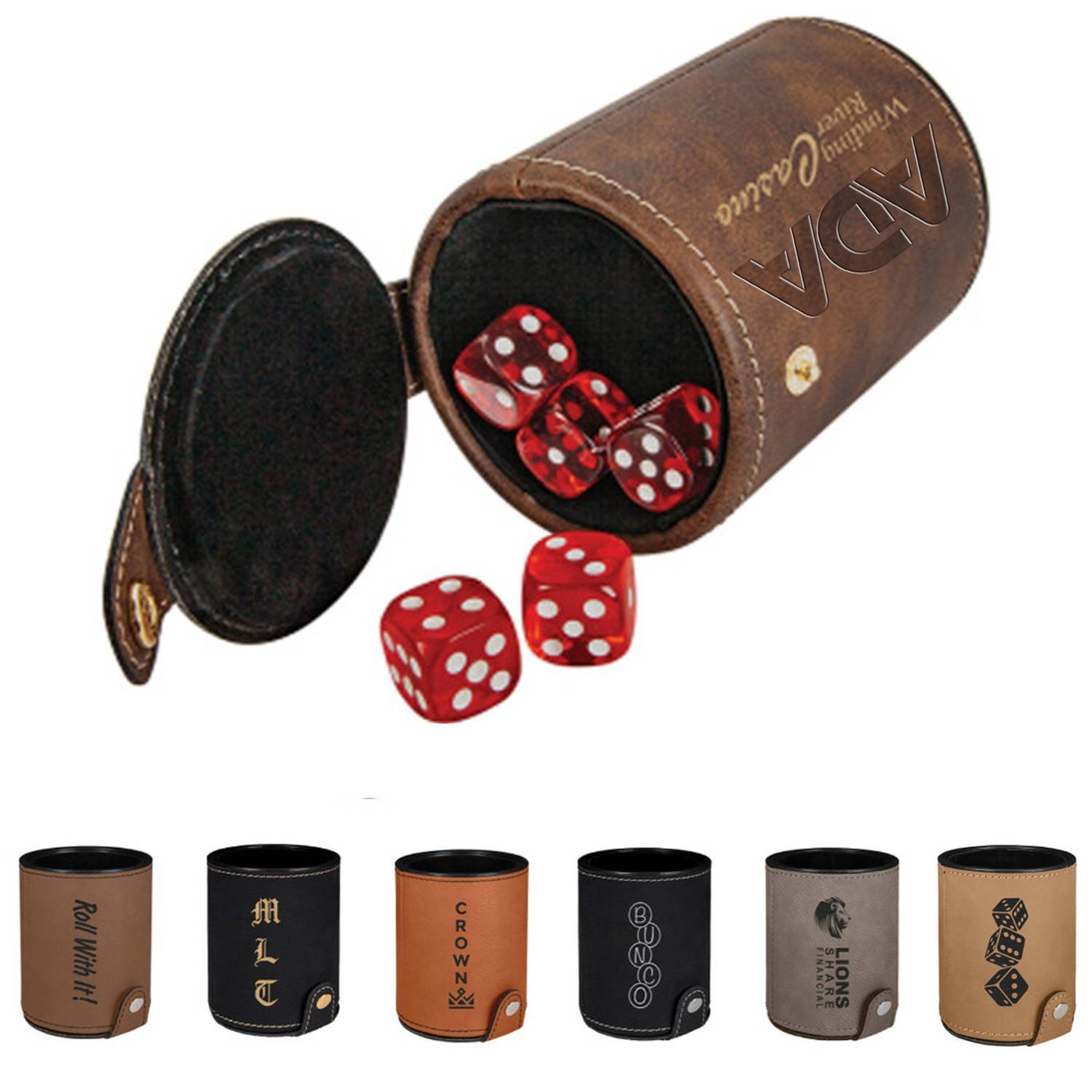 Round PU Leather Dice Cup