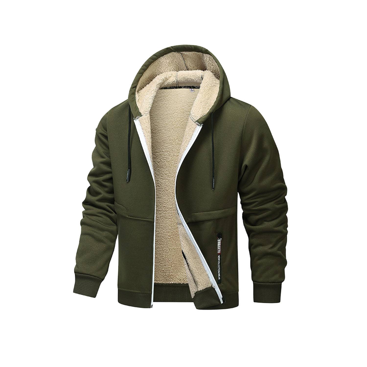 Men Windproof Fleece Lined Heavyweight Hooded Jacket - Image 8
