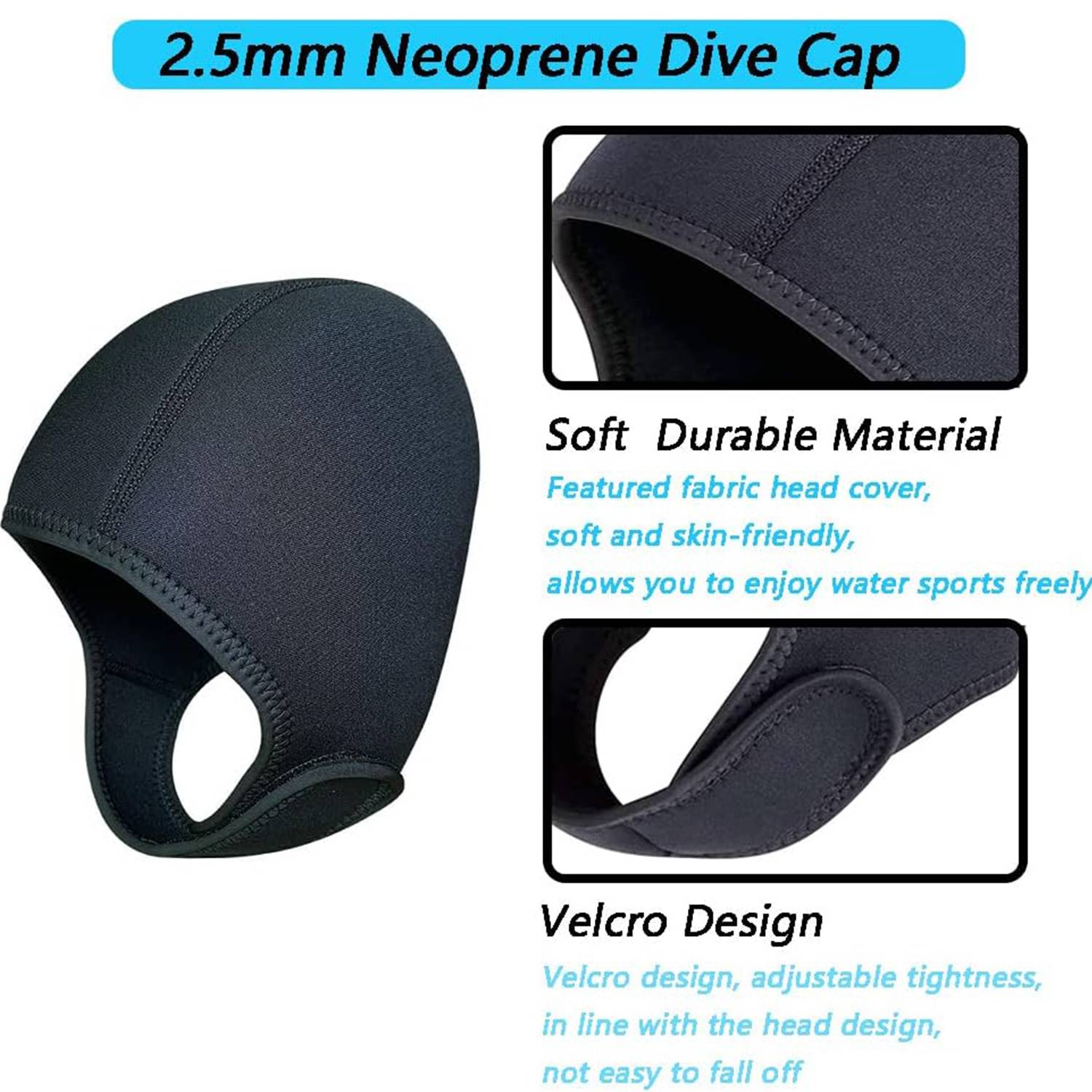 Soft Neoprene Diving Hood w/ Chin Strap for Men Women - Image 6