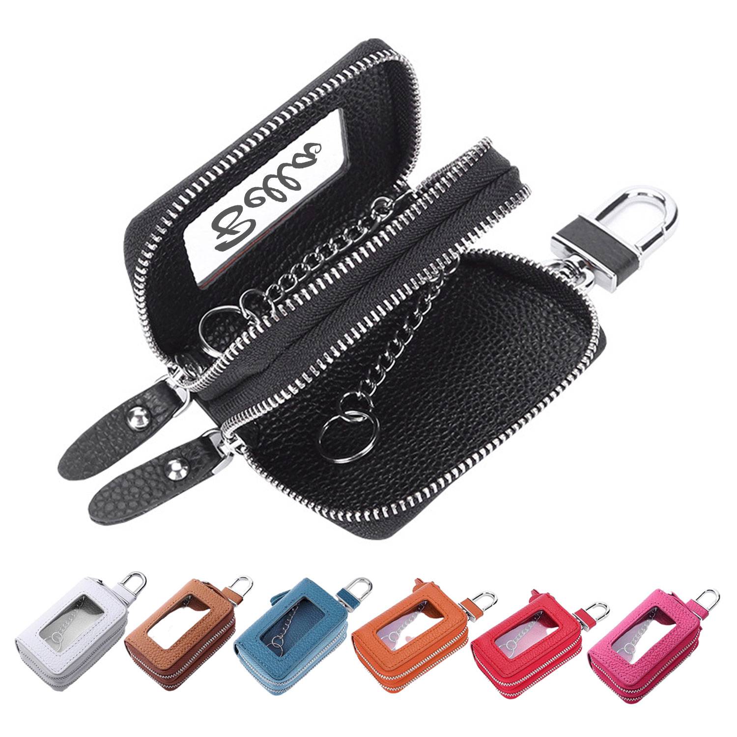 Durable car key bag w/ double zippers