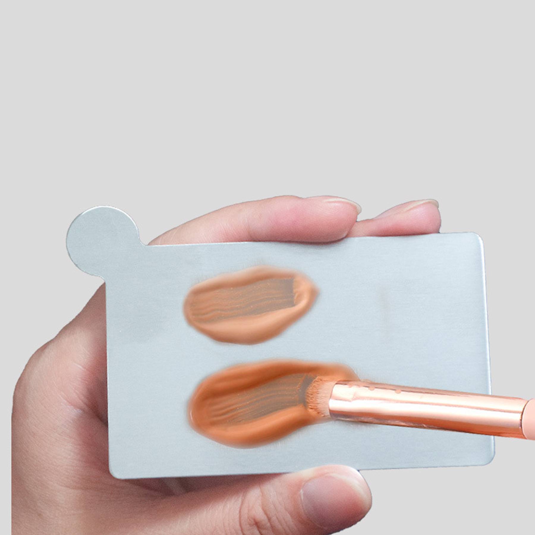 Stainless Steel Ultra-thin Makeup Mirror With Leather Cover - Image 3