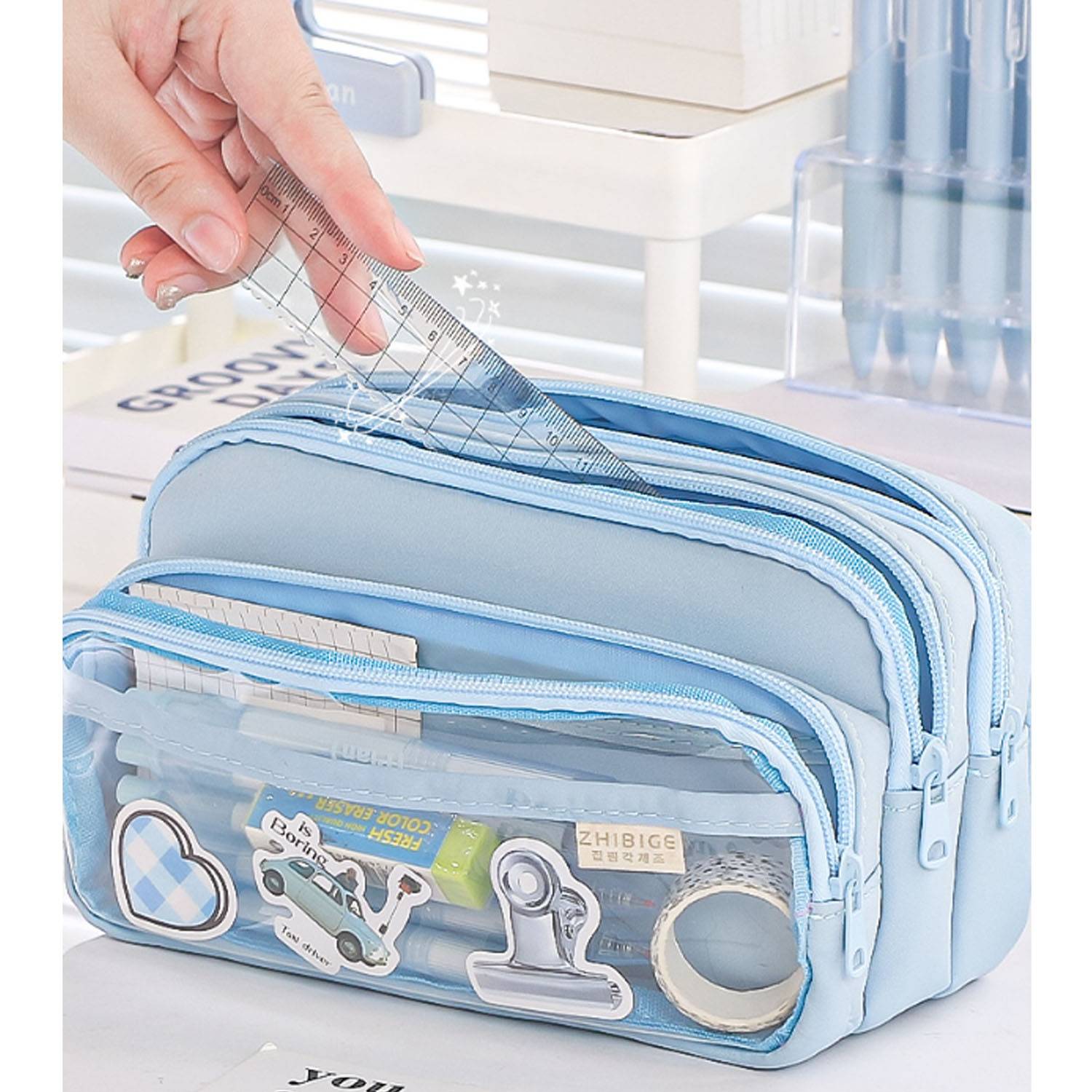 Transparent simple large capacity pencil case - Image 4