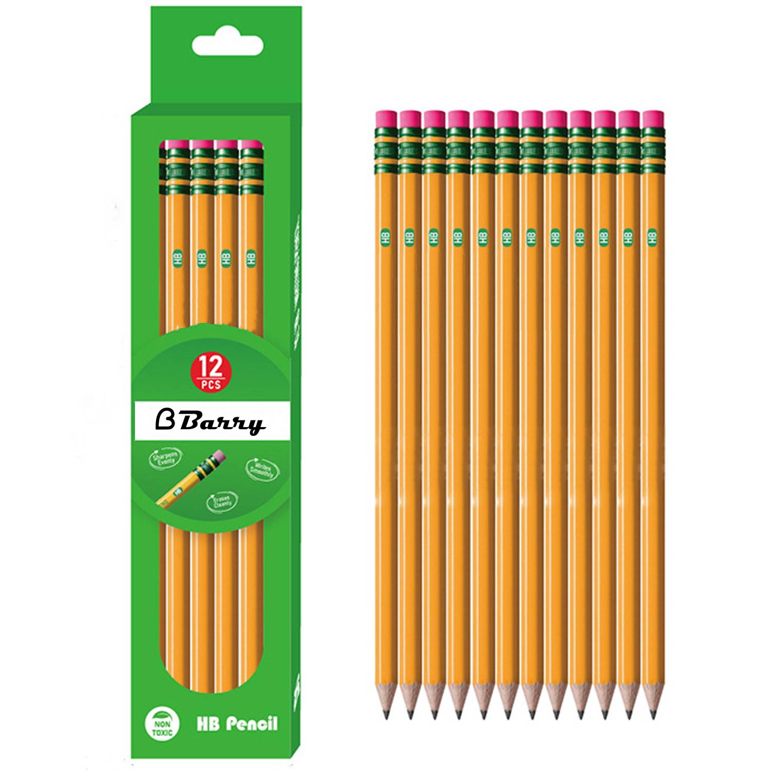 12 Pcs Wooden Sketching Pencils Set w/ Eraser