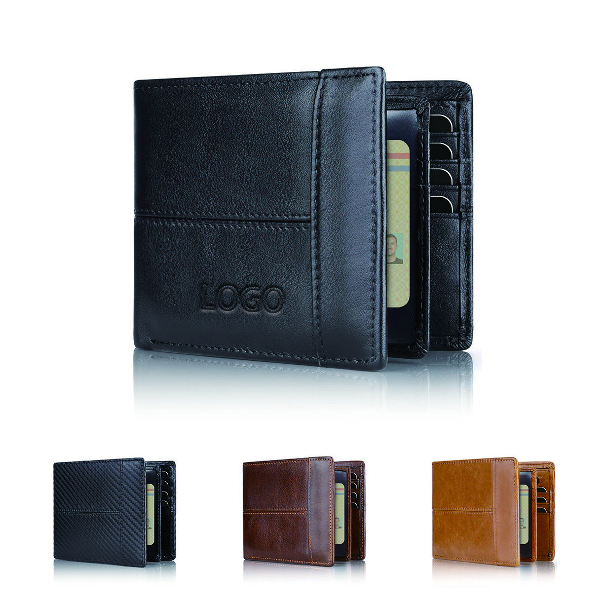 Men'S Genuine Leather Wallet Card Slots