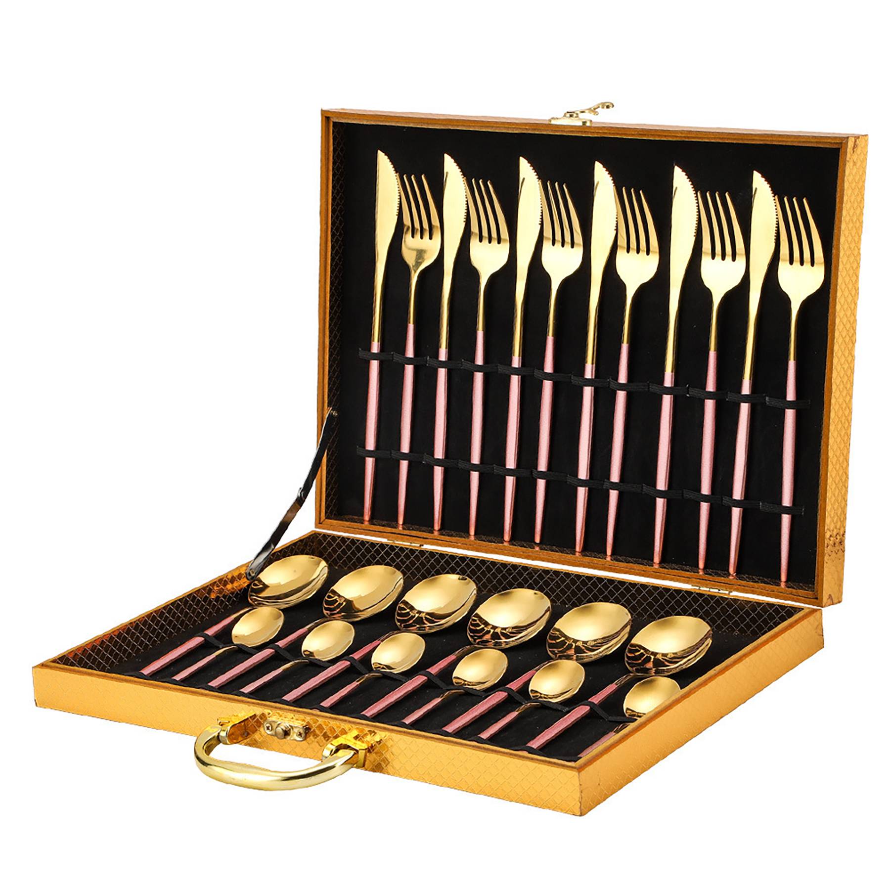24pcs Gold Stainless Steel Tableware Cutlery Set Gift Box - Image 5