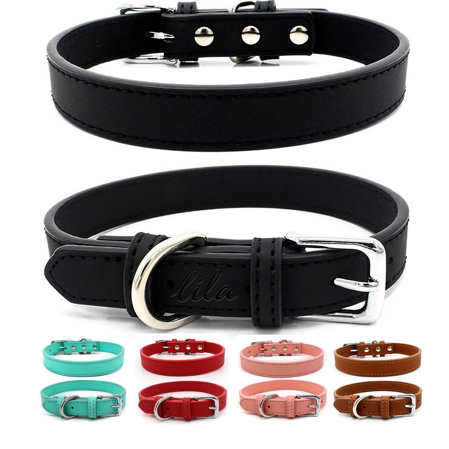 Adjustable PU Leather Pet Collar