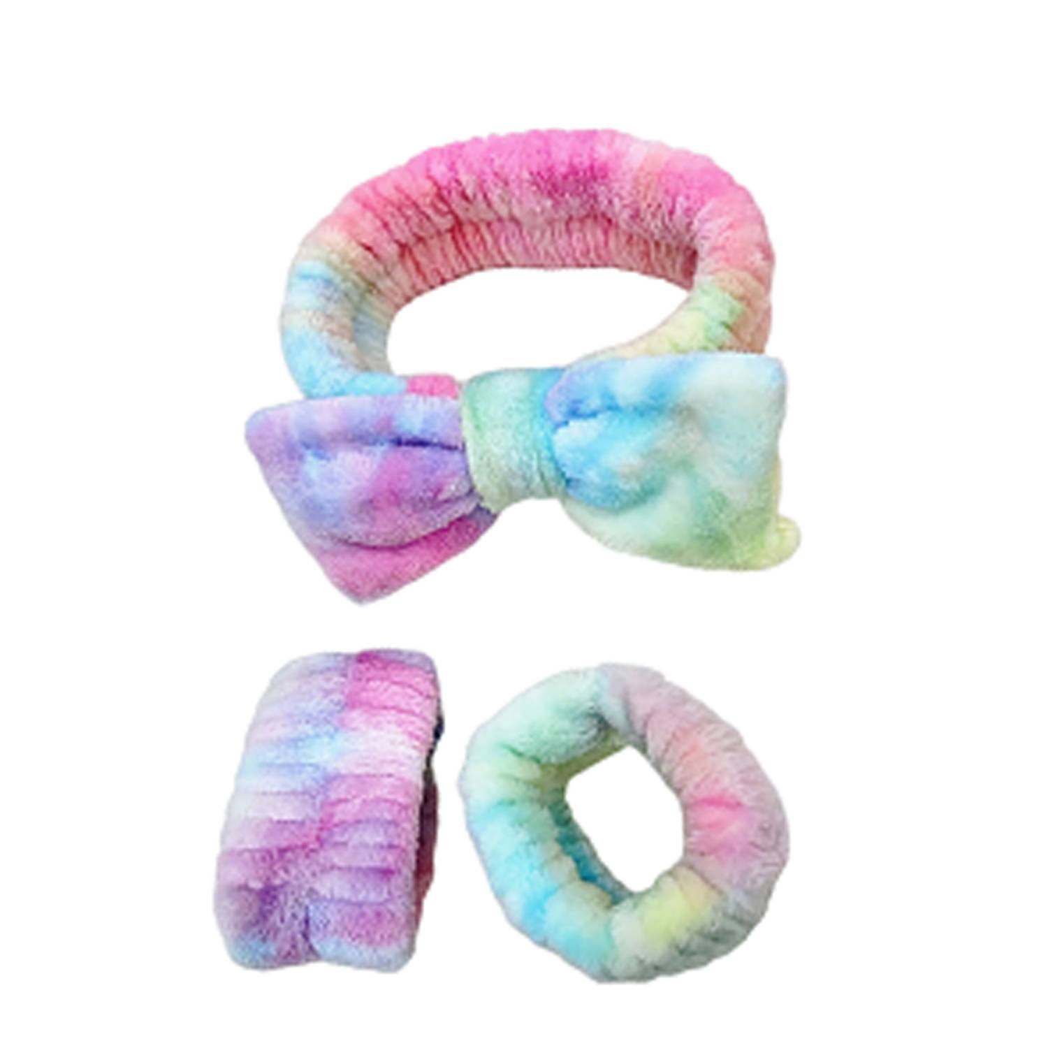 3 Pack Gradient Tie Dye Bow Headband Wristband Set - Image 9