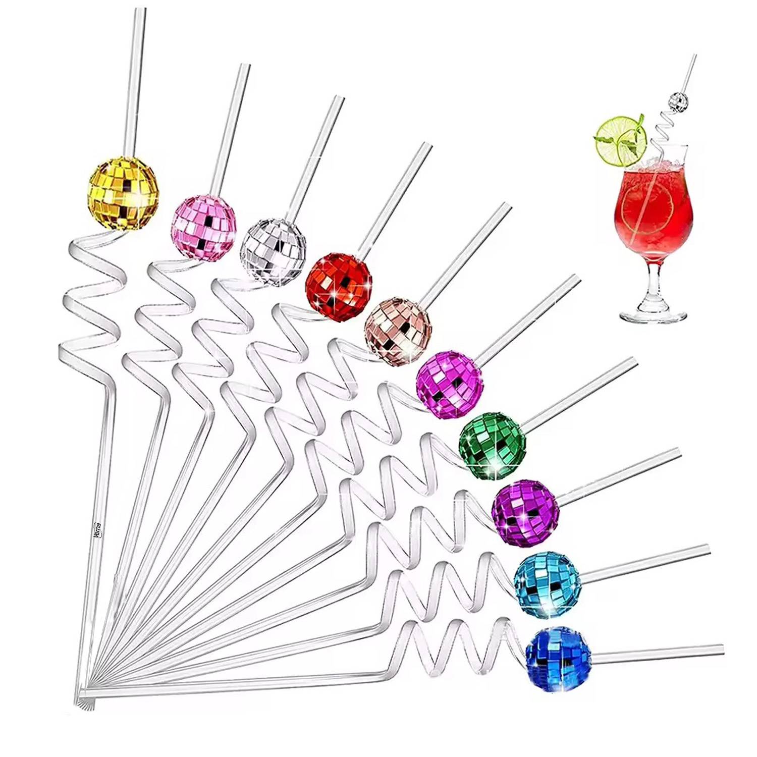 Disco Mirror Ball Plastic Straw