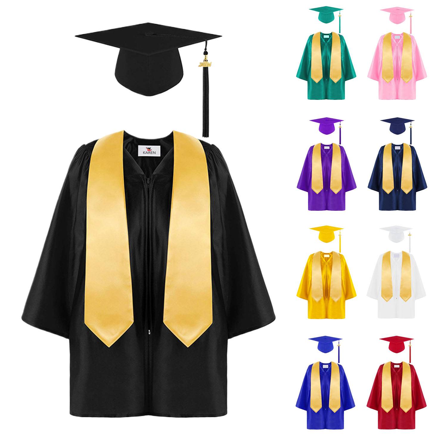 Unisex Classic Polyester Graduation Gown Cap Tassel Set