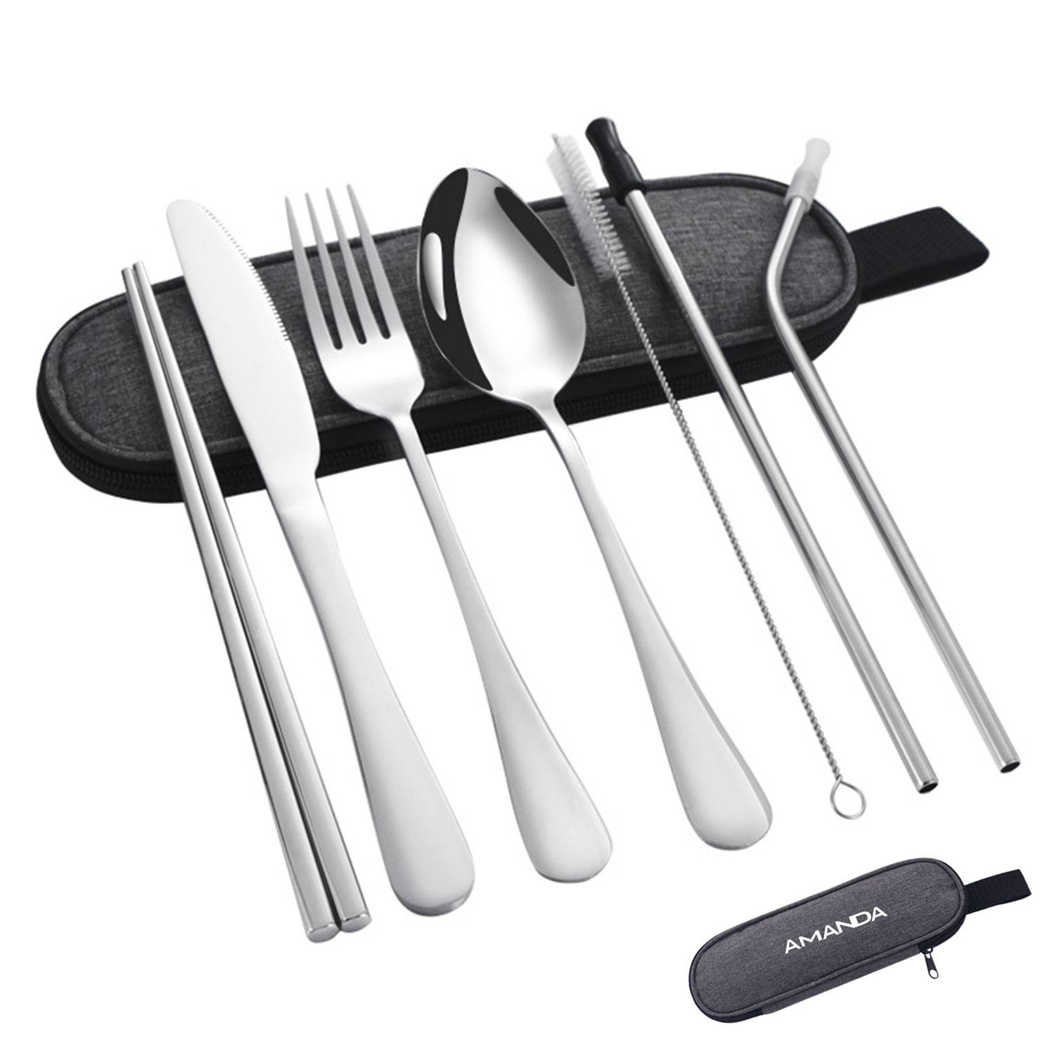 Stainless steel cutlery set w/ bag case