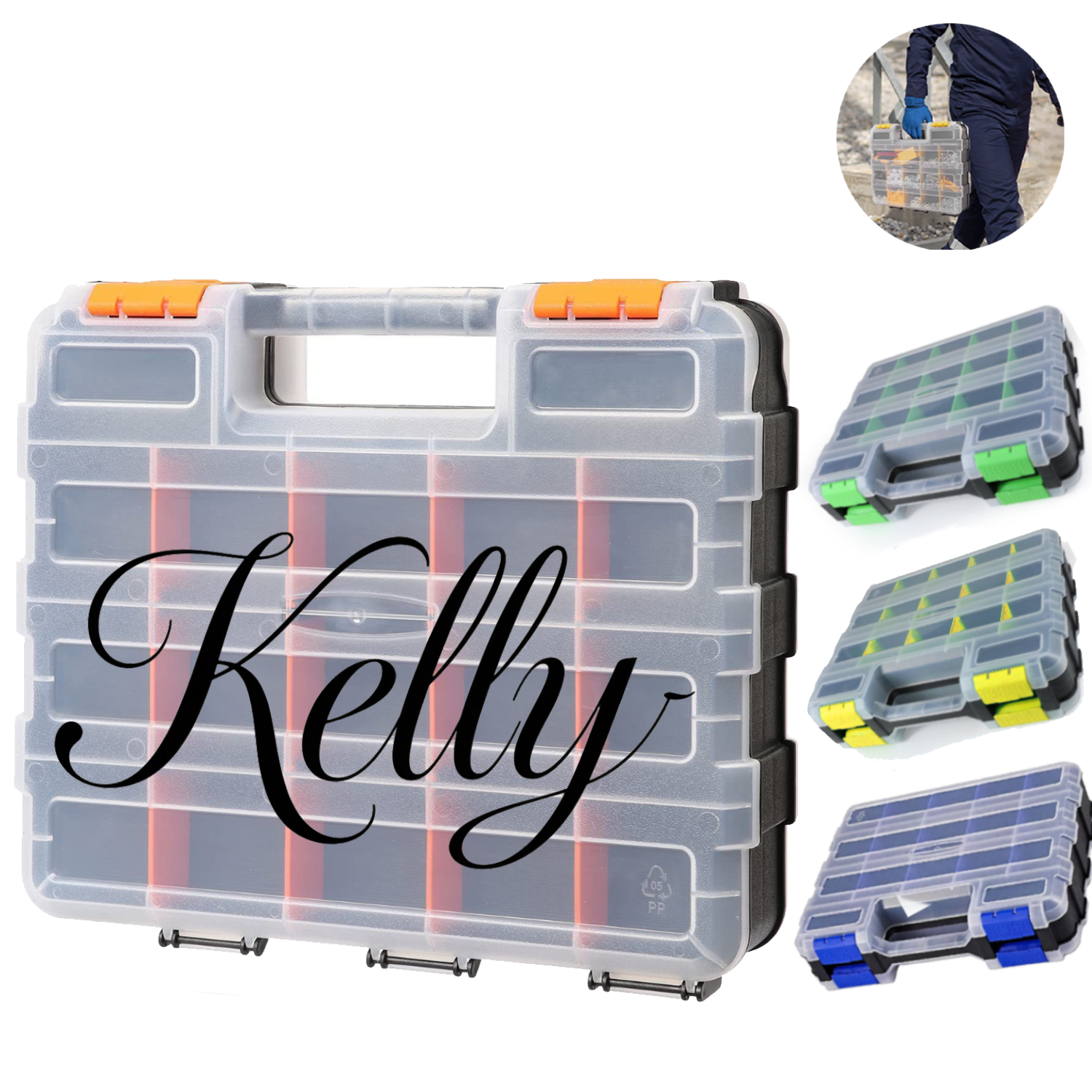 PP Plastic Double Sided 34 Grid Tool Organizer Box