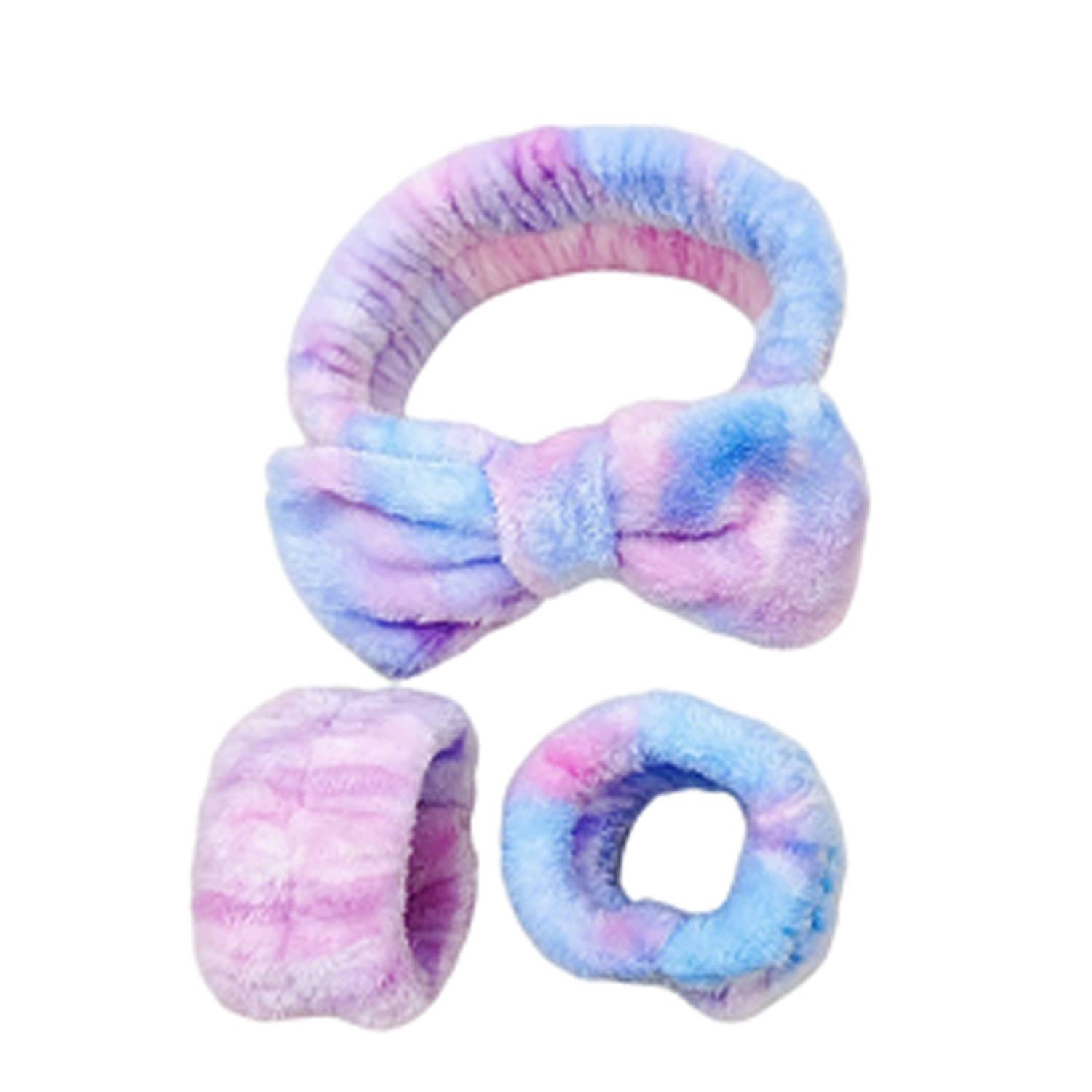 3 Pack Gradient Tie Dye Bow Headband Wristband Set - Image 7