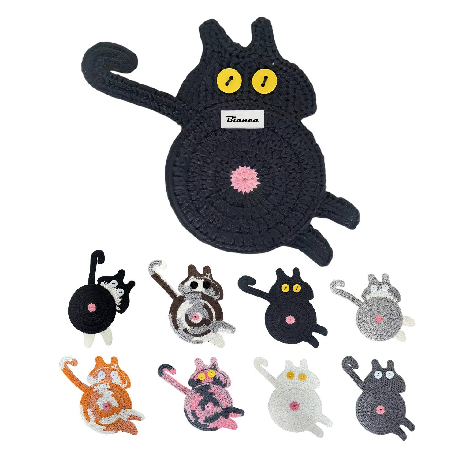 Fun Cat Butt Knitted Coaster