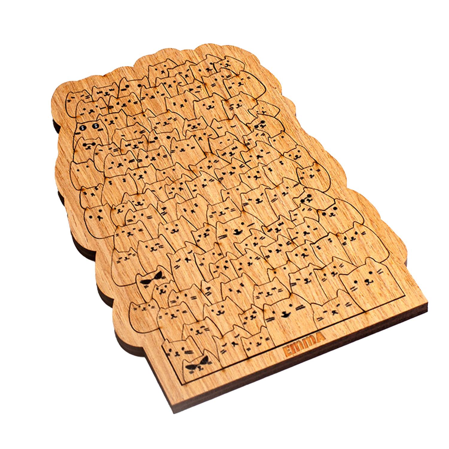 Hundred Cats Wooden Puzzle Toy 100 Pieces
