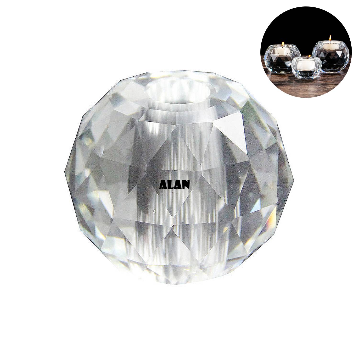 Crystal glass candle holder