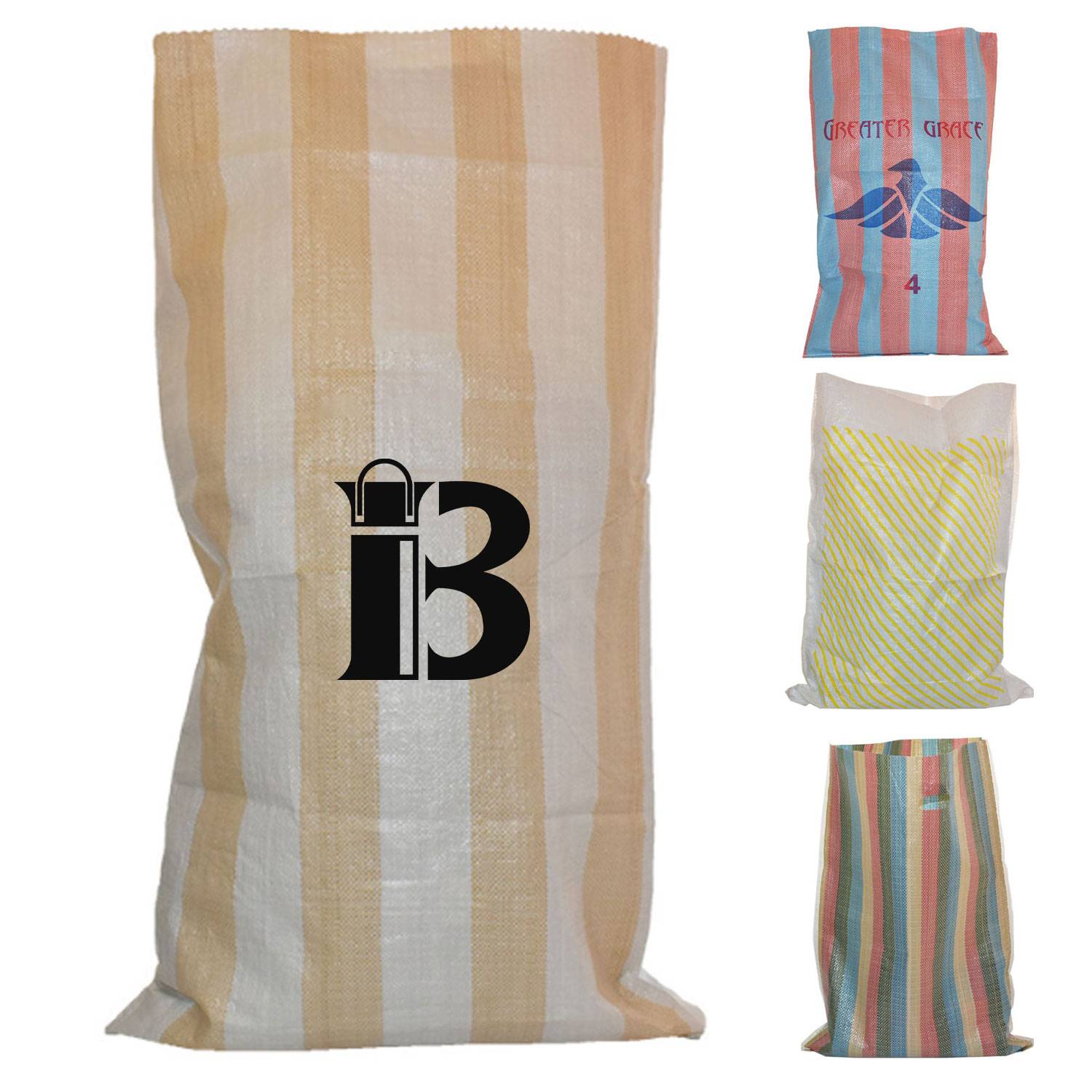 Custom Printed Striped PP Woven Laminated Tote Bag