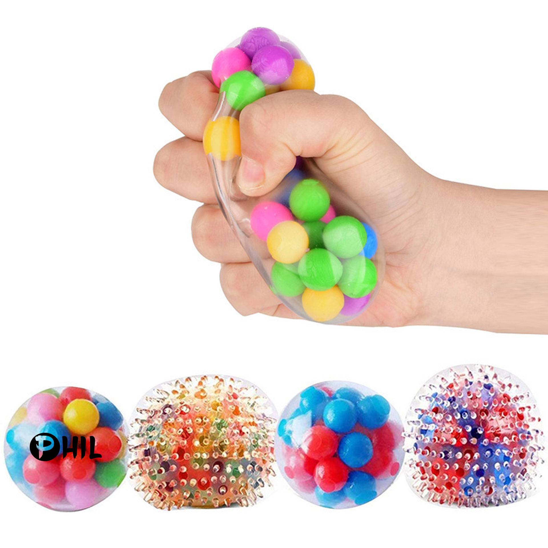 Rainbow tear-resistant non-toxic stressrelief ball