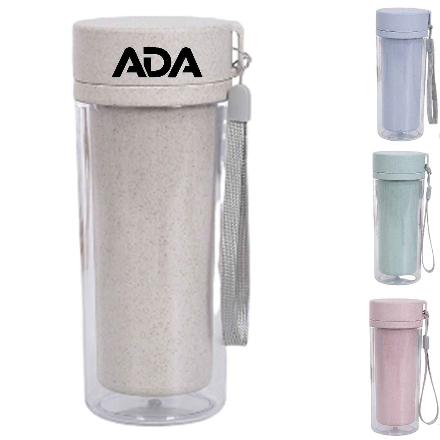 14oz Double Layer Wheat Straw Water Bottle