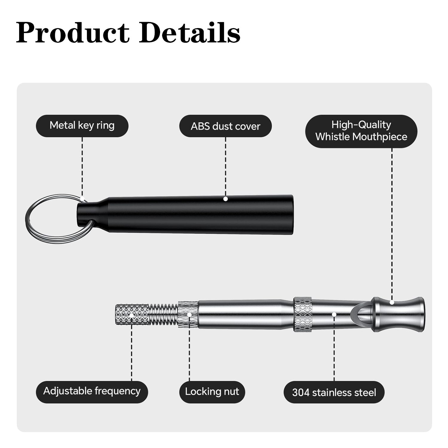 2-Pack Black Dog Whistle and Lanyard Set - Image 3
