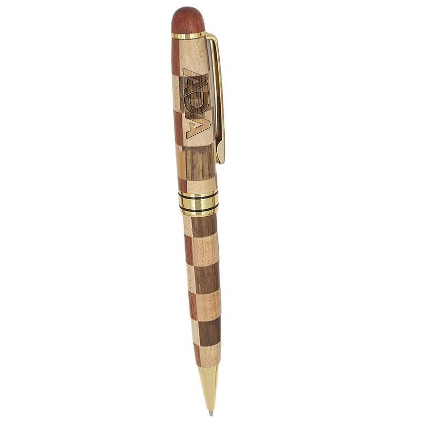 Handcrafted Checkered Wood Ballpoint Pen