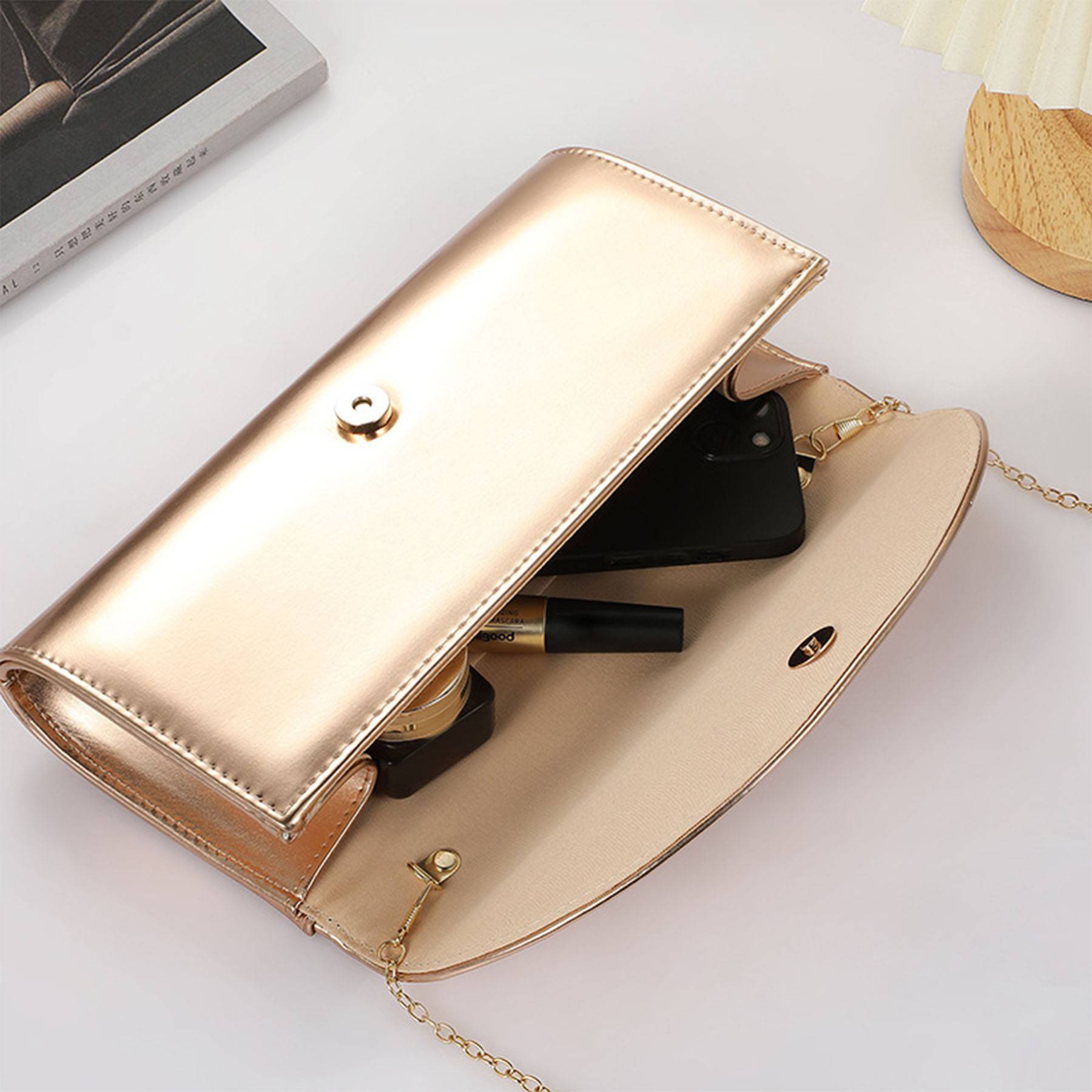 Genuine Leather Golden Dinner Crossbody Bag - Image 6