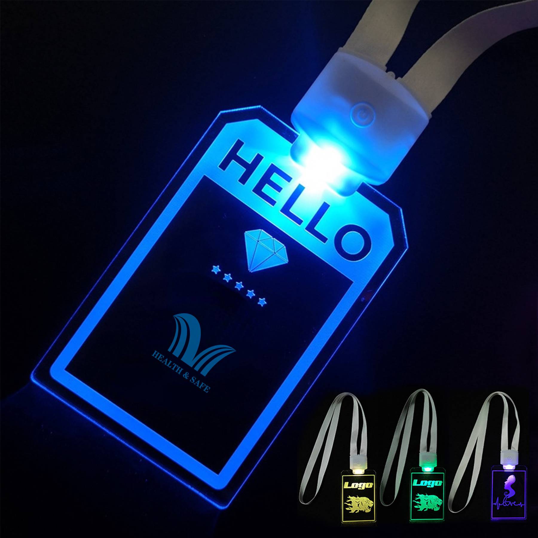 Rechargeable Customized Acrylic LED Luminescent Tag