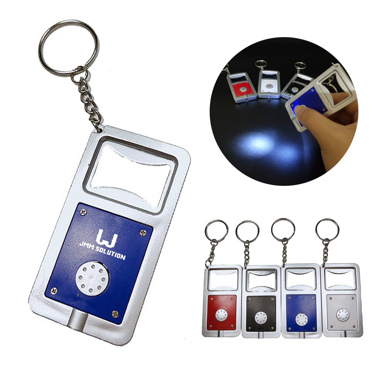 LED Light Plastic Keychain Bottle Opener