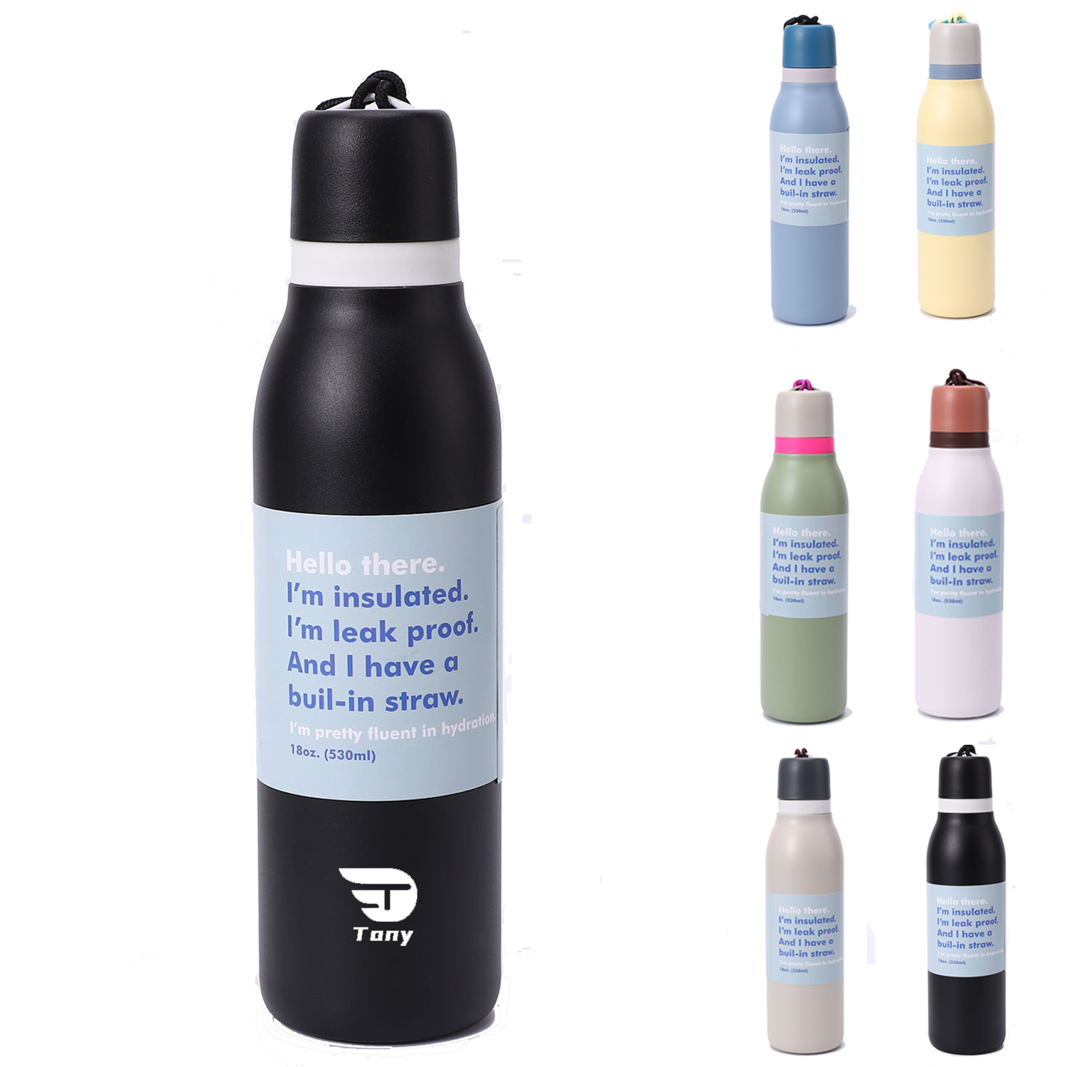 18oz Bowling Shaped Stainless Steel Insulated Sports Bottle