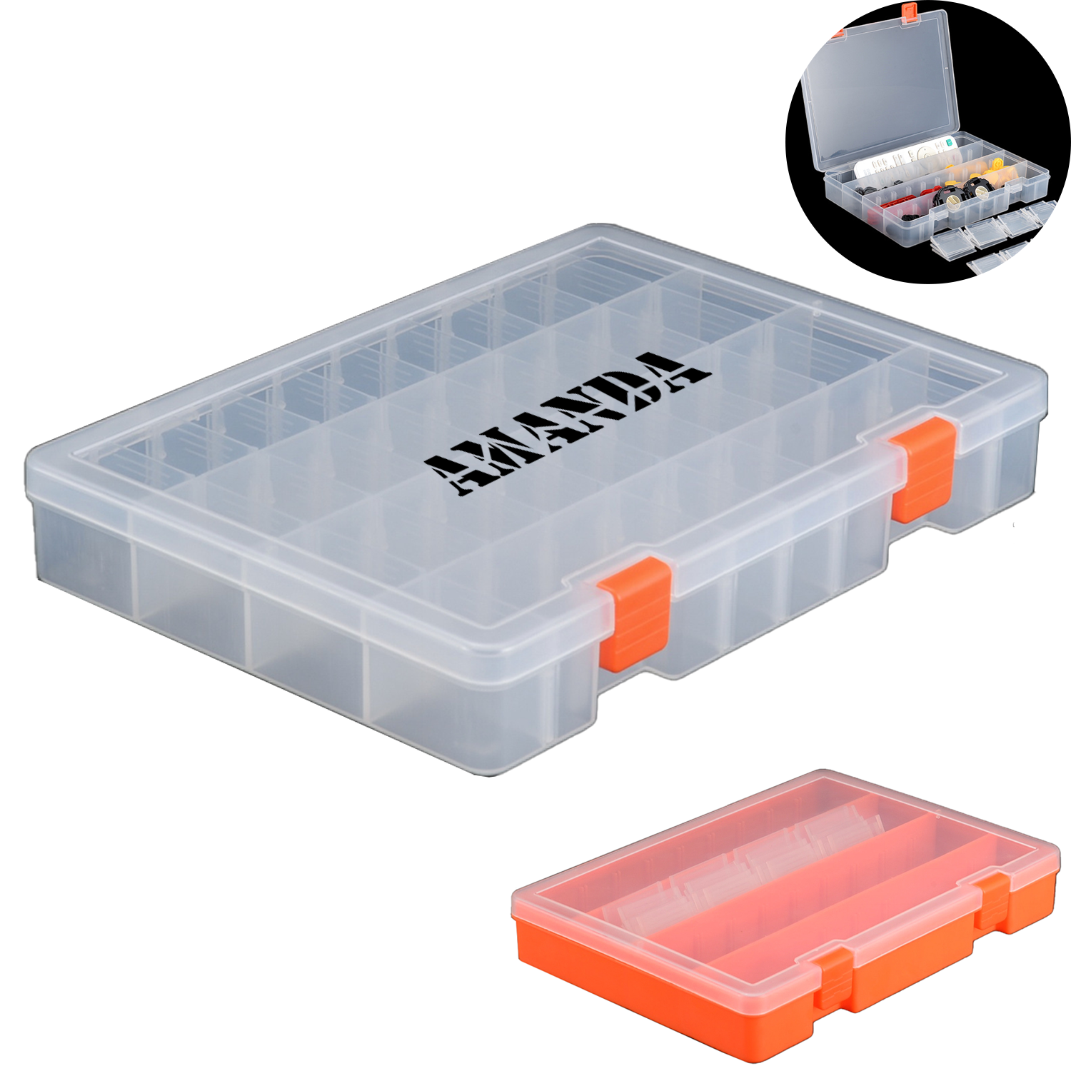 Transparent Plastic Storage Organizer w/ Removable Dividers