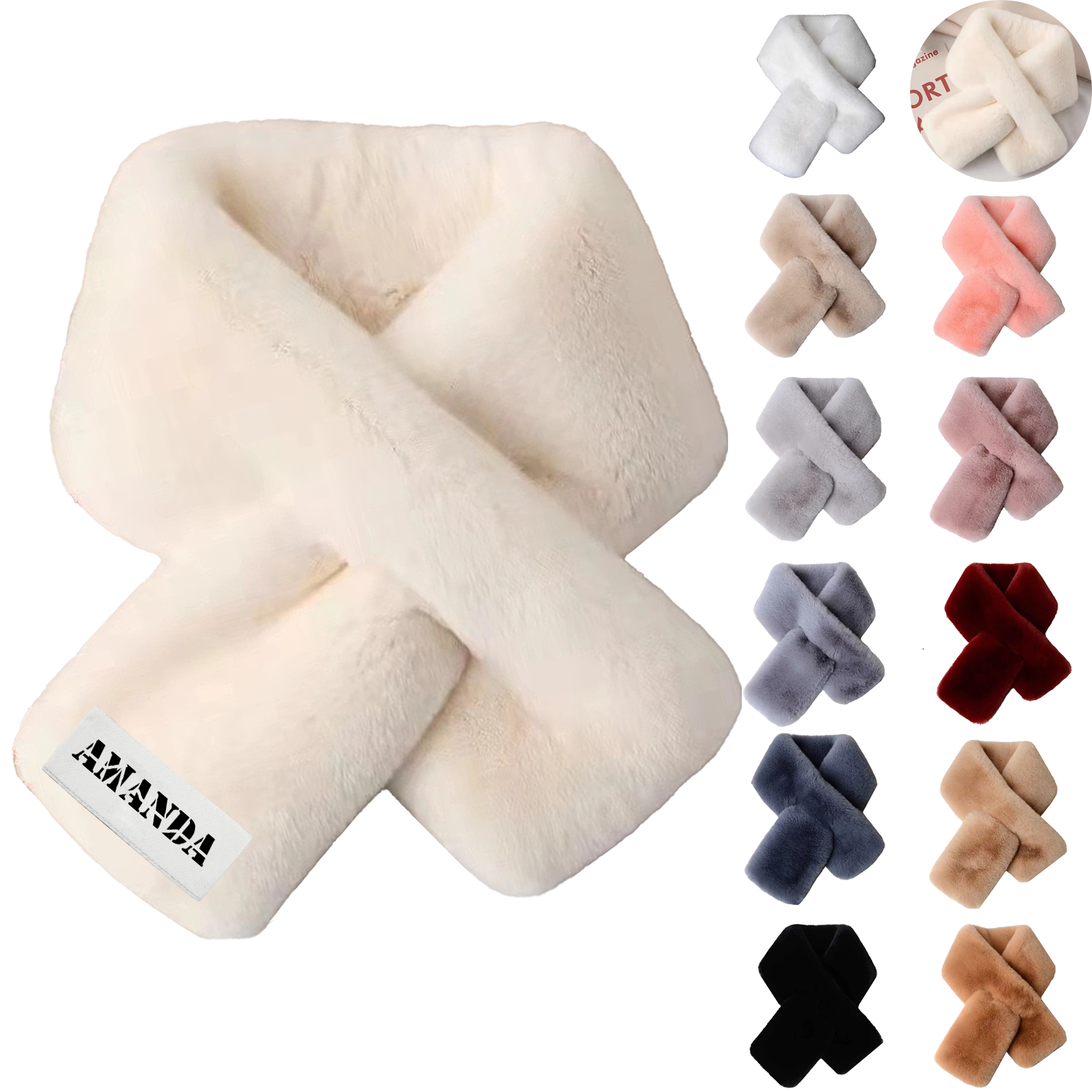 Cotton Polyester Winter Warm Plush Scarf