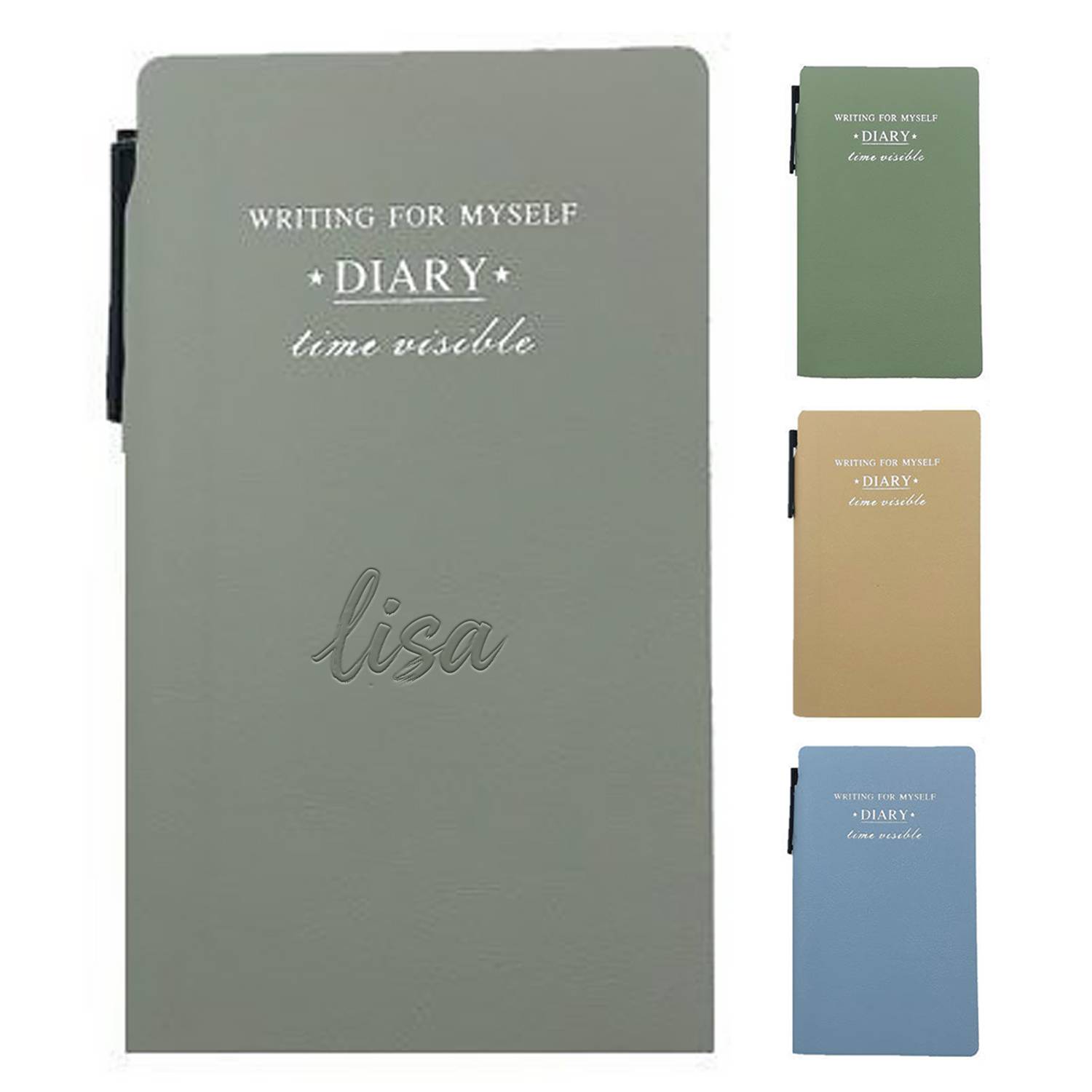A6 100 Sheets PU Leather Journal Notebook w/ Pen