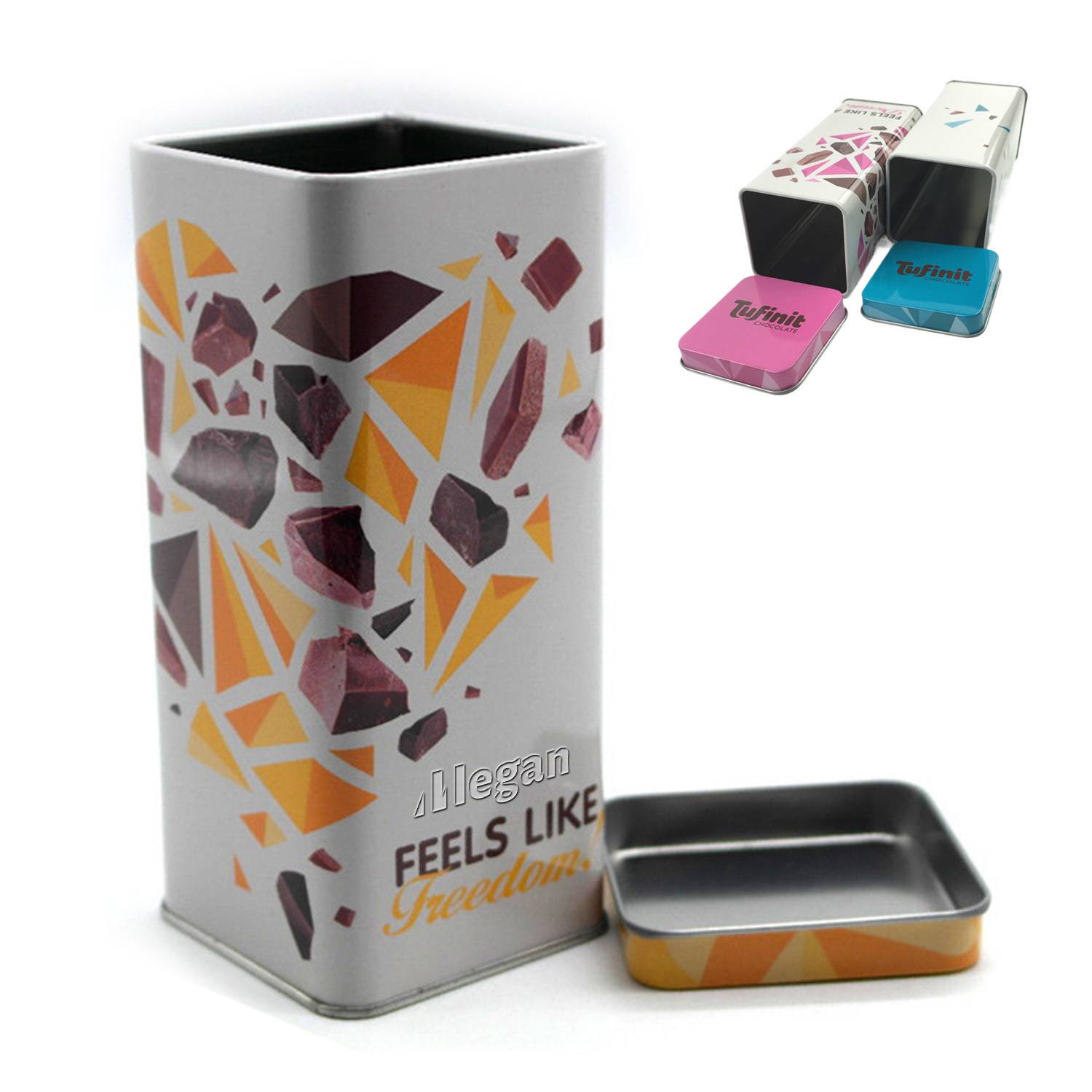 Custom Rectangular Tin Snack Can