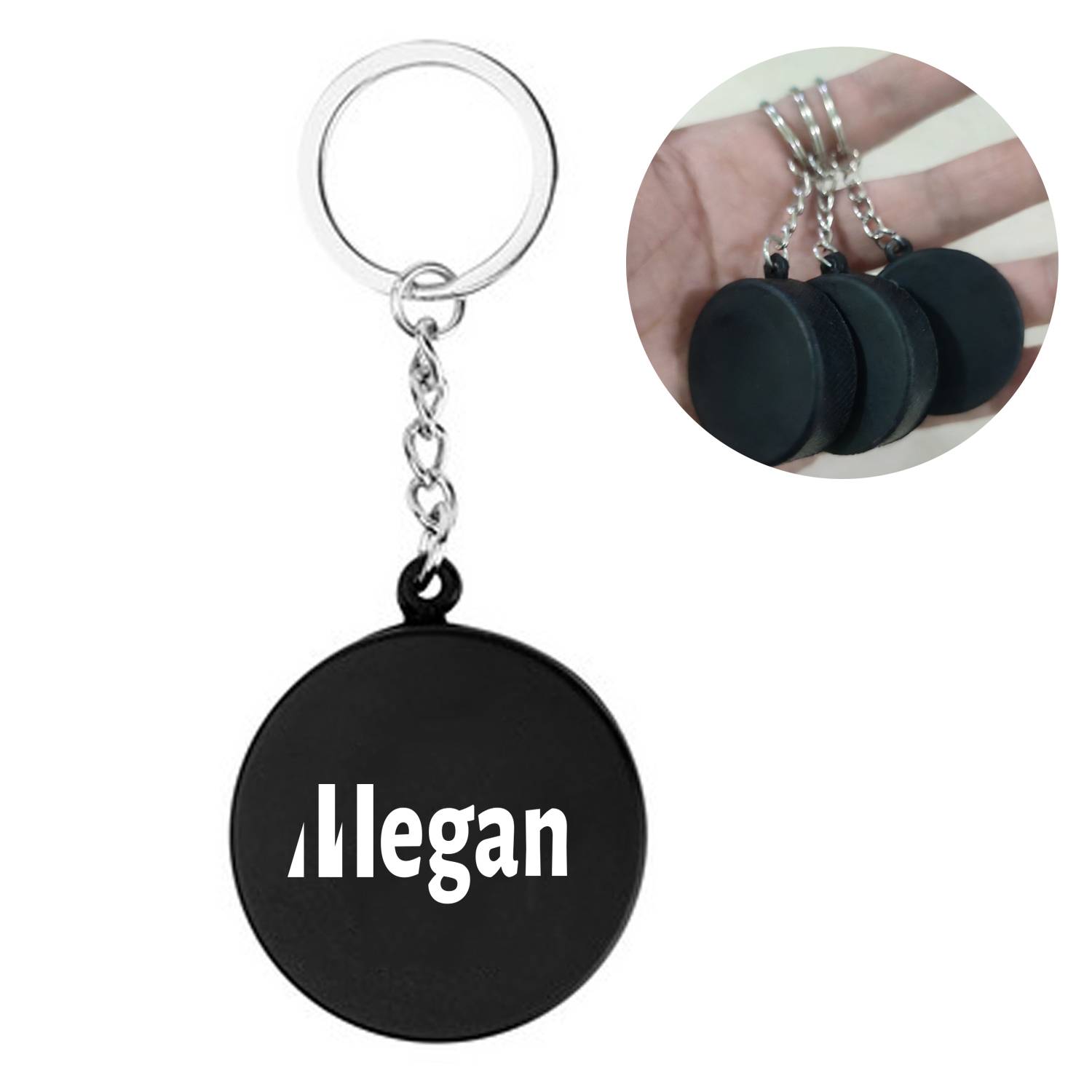 Compact PU Hockey Stress Reliever Keychain