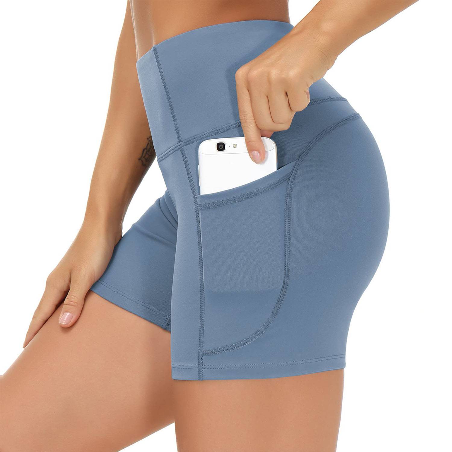 High Waist Breathable Polyester Workout Shorts w/ Pockets - Image 8
