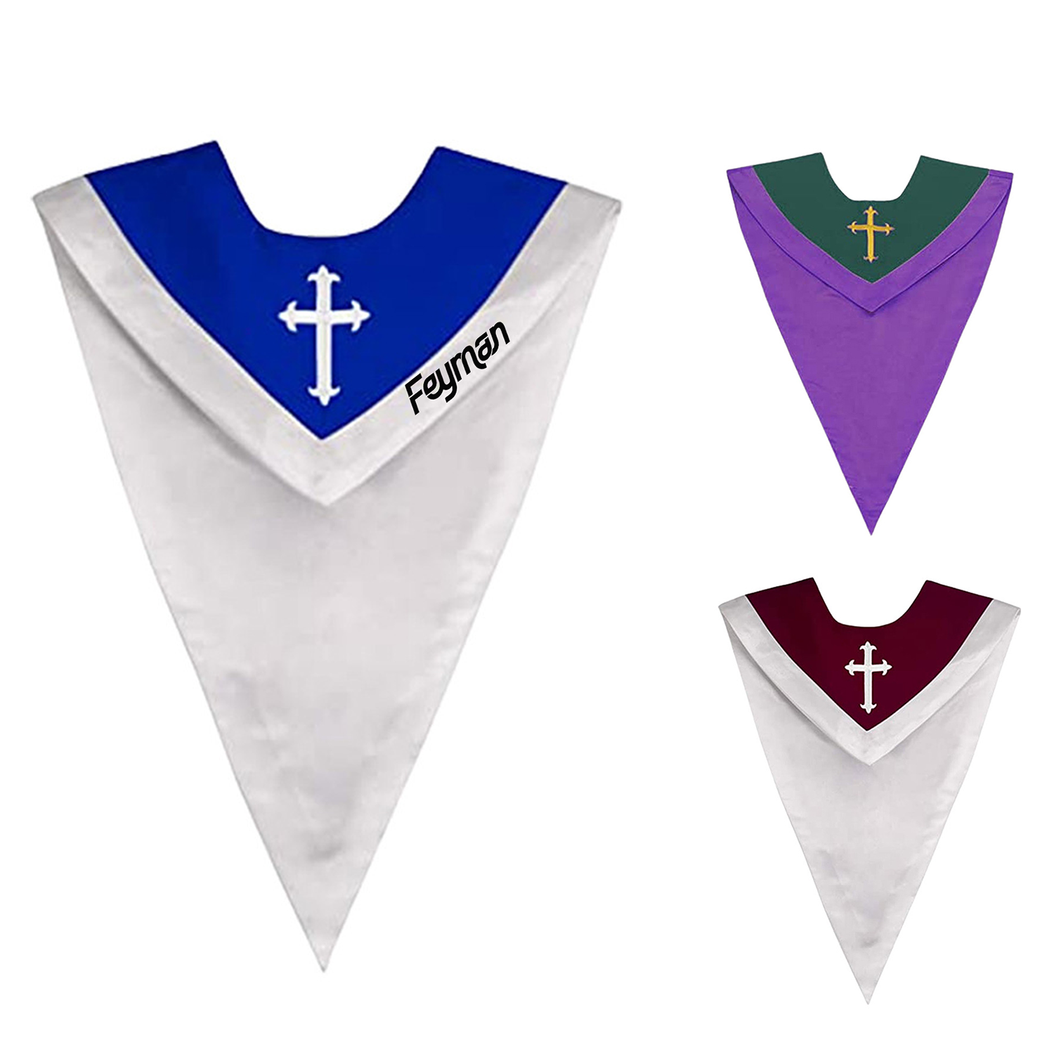 Two-Tone V Shape Sash Choir Stole