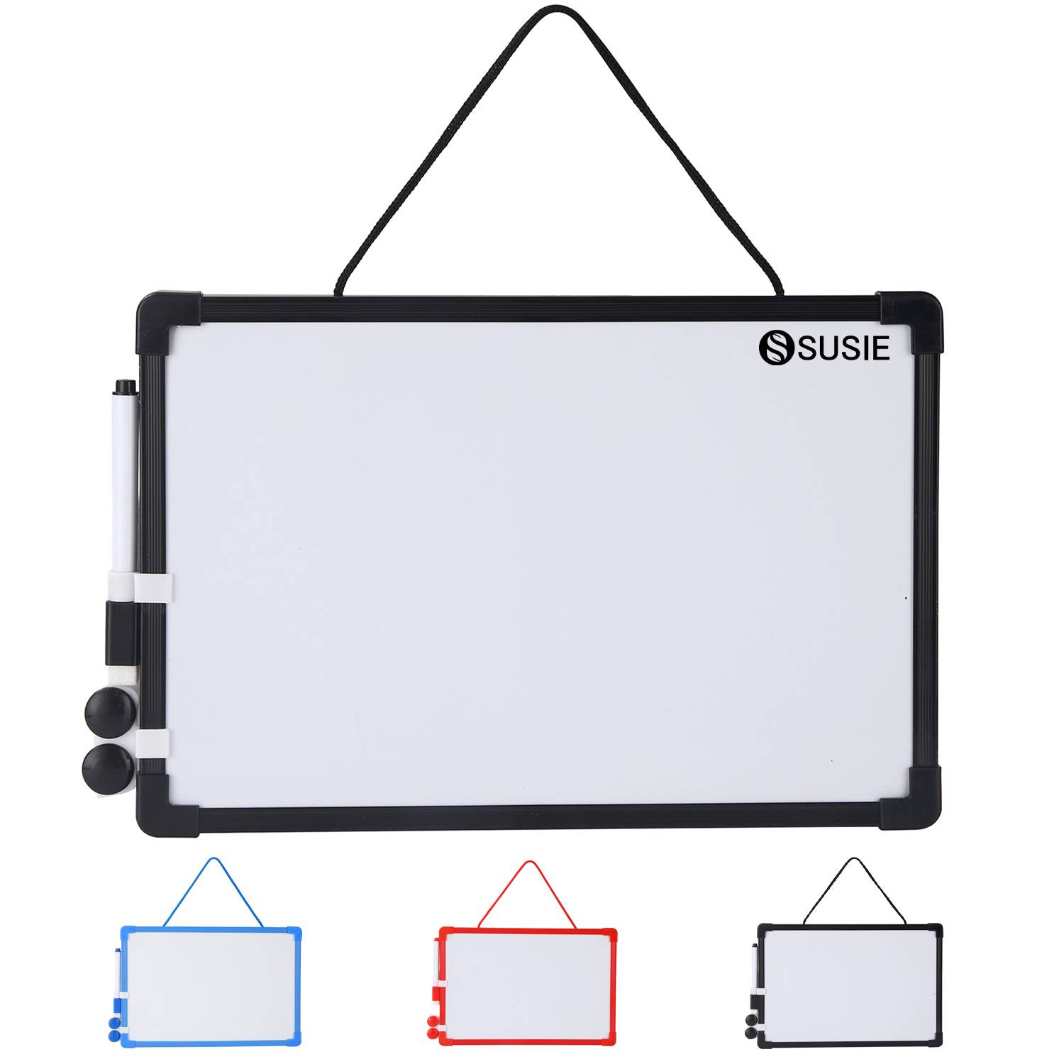 Compact Magnetic Double-Sided Dry Erase Whiteboard w/ Marker