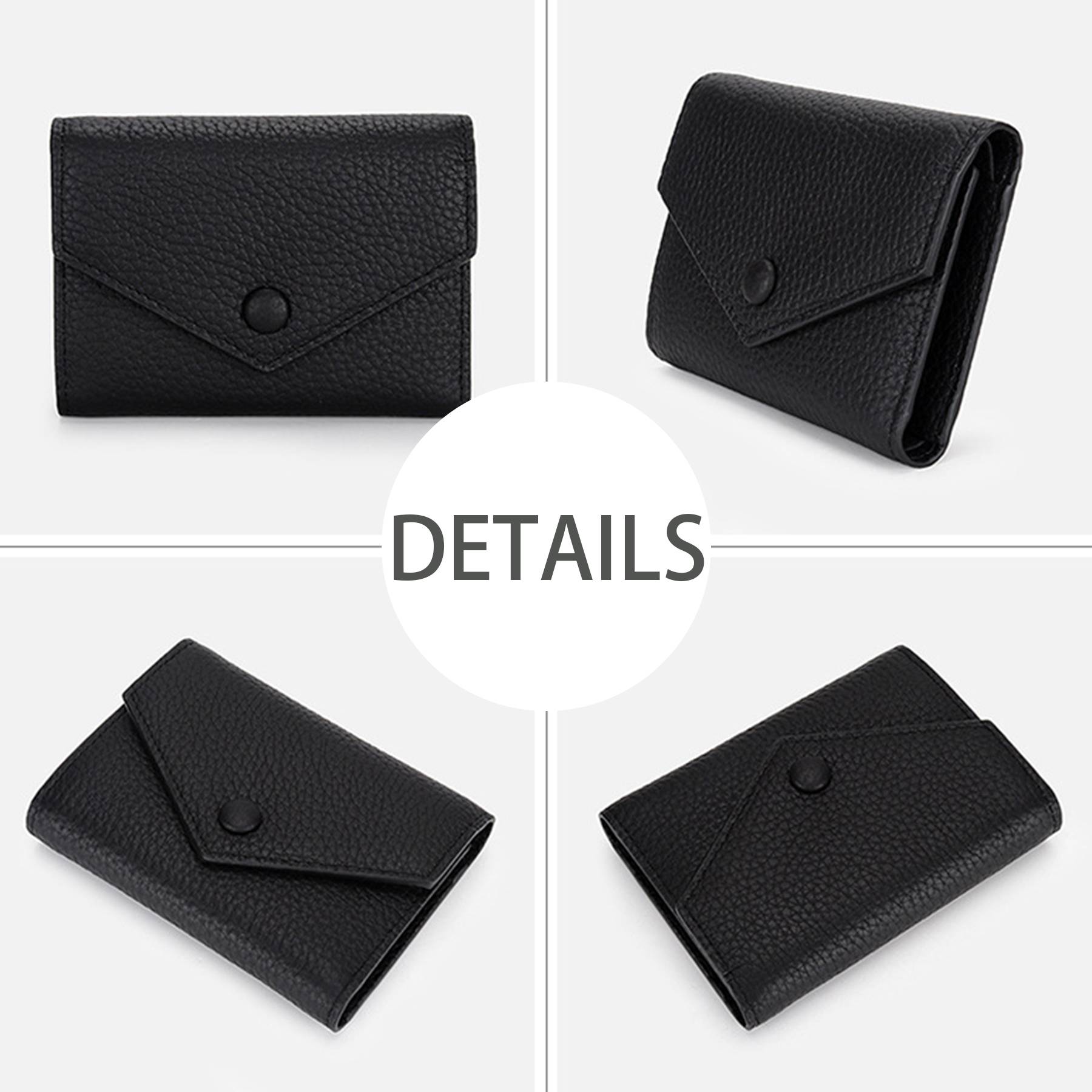Genuine Leather Simple folding envelope coin wallet - Image 9