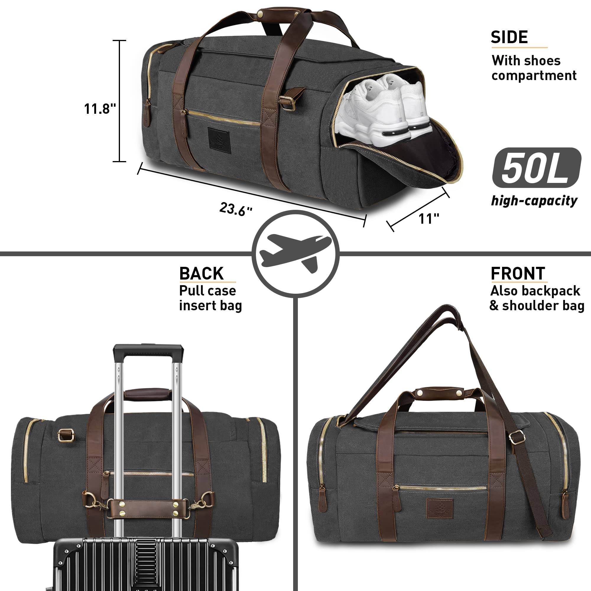 Large Capacity Canvs Backpack Duffel Bag For Travel - Image 3