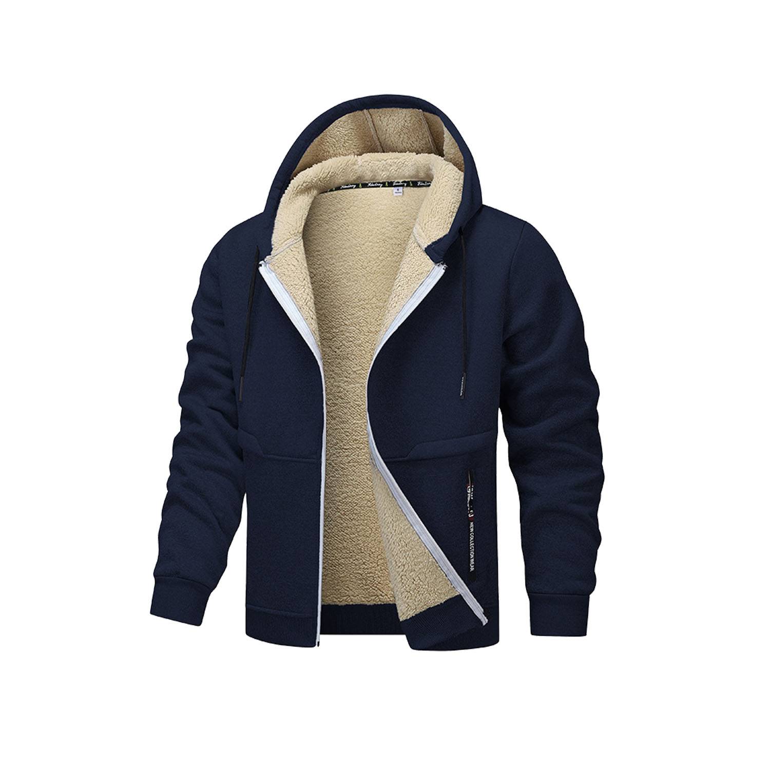Men Windproof Fleece Lined Heavyweight Hooded Jacket - Image 9