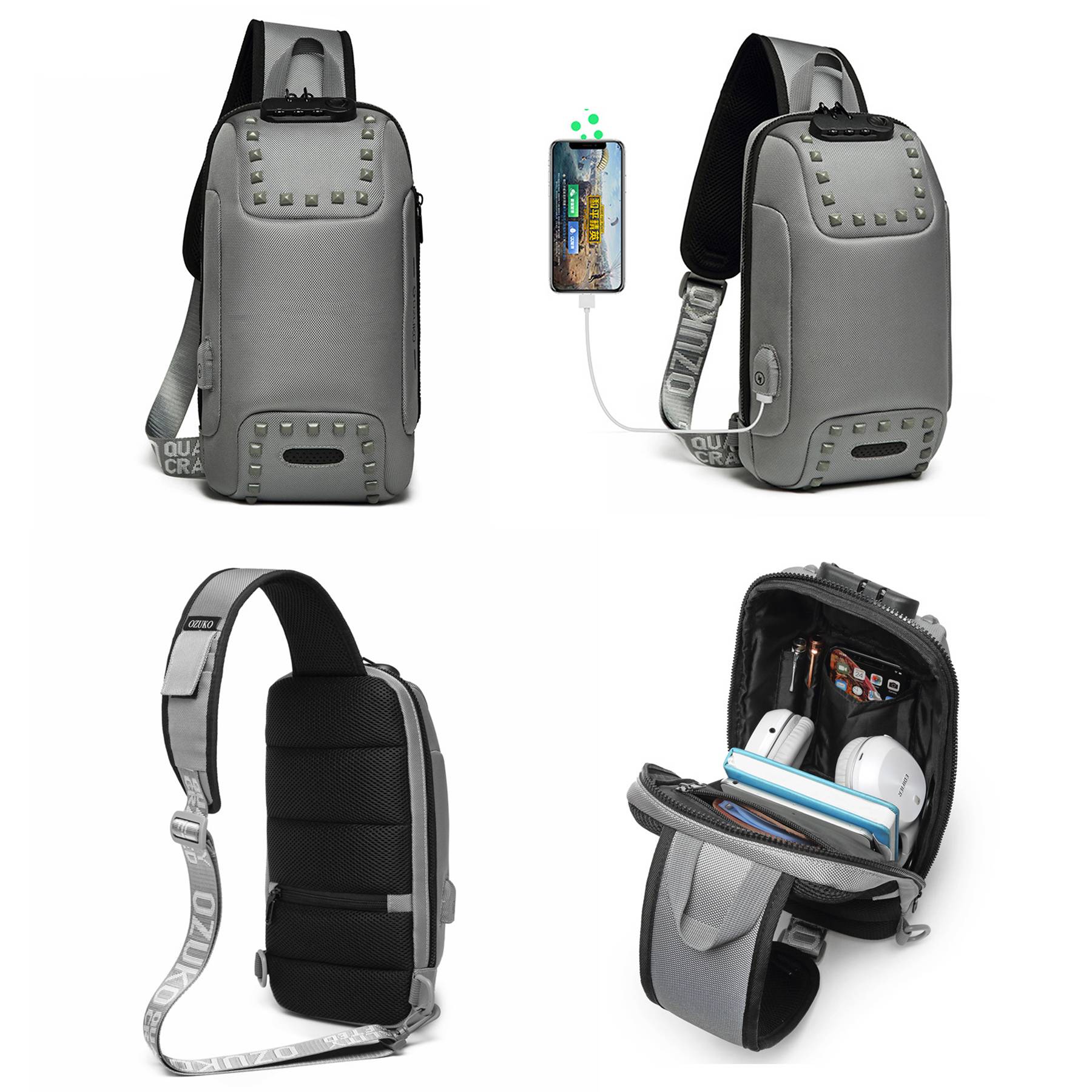 Oxford Men Sling Backpack Anti Theft Crossbody Shoulder Bag - Image 3